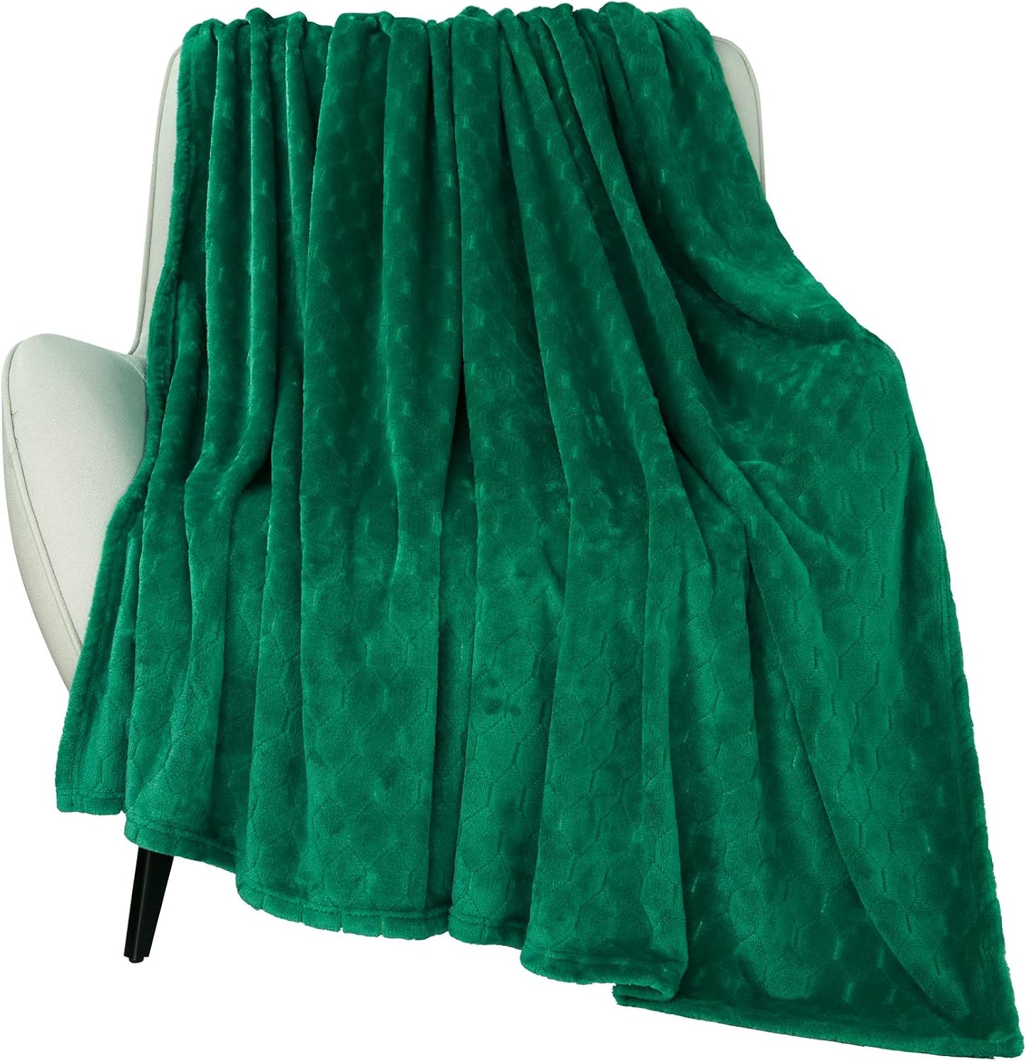 TOONOW Fleece Blanket Super Soft Cozy Throw Blanket 50" x 60", Lightweight Fuzzy Comfy Textured Flannel Blanket Warm Plush Throw Blankets for Couch, Sofa, Bed, Emerald WN420