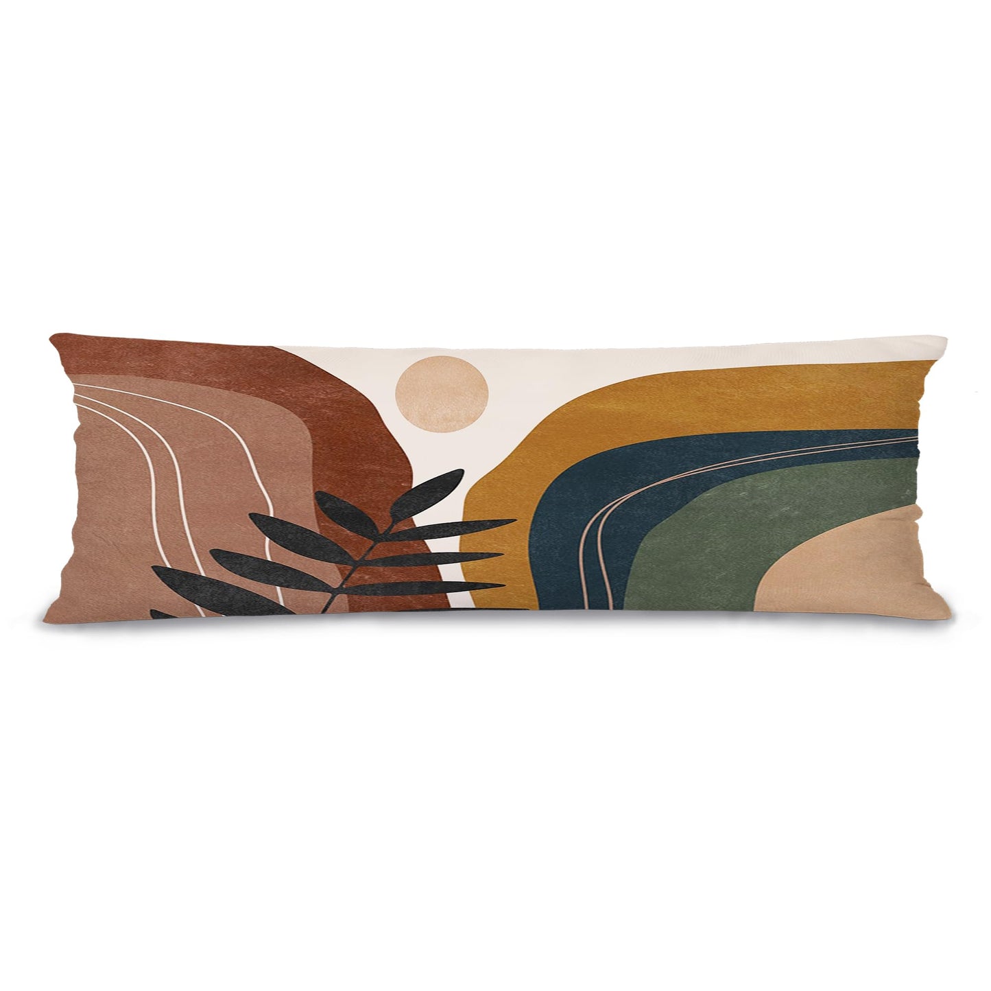 Boho Sun Sunshine 21x54 Body Pillow Cover Case, Modern Neutral Boho Horizontal Sun Sunset Sunrise Decorative Long Hug Pillow Cases for Bed Couch BST220