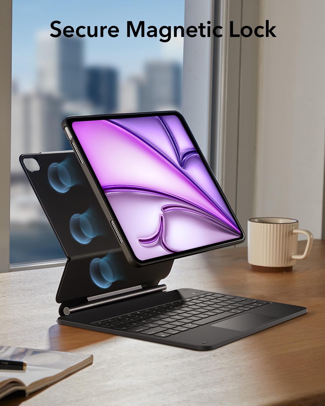 ESR for iPad Air 11 Inch Case with Keyboard M4/M3/M2 (2026/2025/2024) & iPad Pro 11/Air 5th/4th Gen Keyboard, Easy-Set Magnetic Stand, Portrait/Raised Modes, with Removable Protective Case, Black