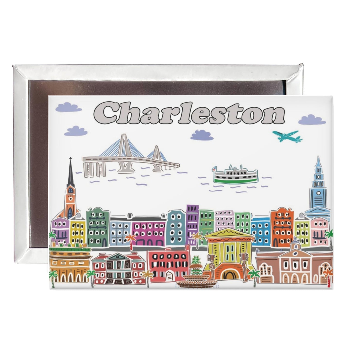 City Themed Artwork Magnet Collection by Beary Blu - Designed in The USA, Collectible Souvenirs Gifts 2.5" x 3.5" (Dallas) BST220