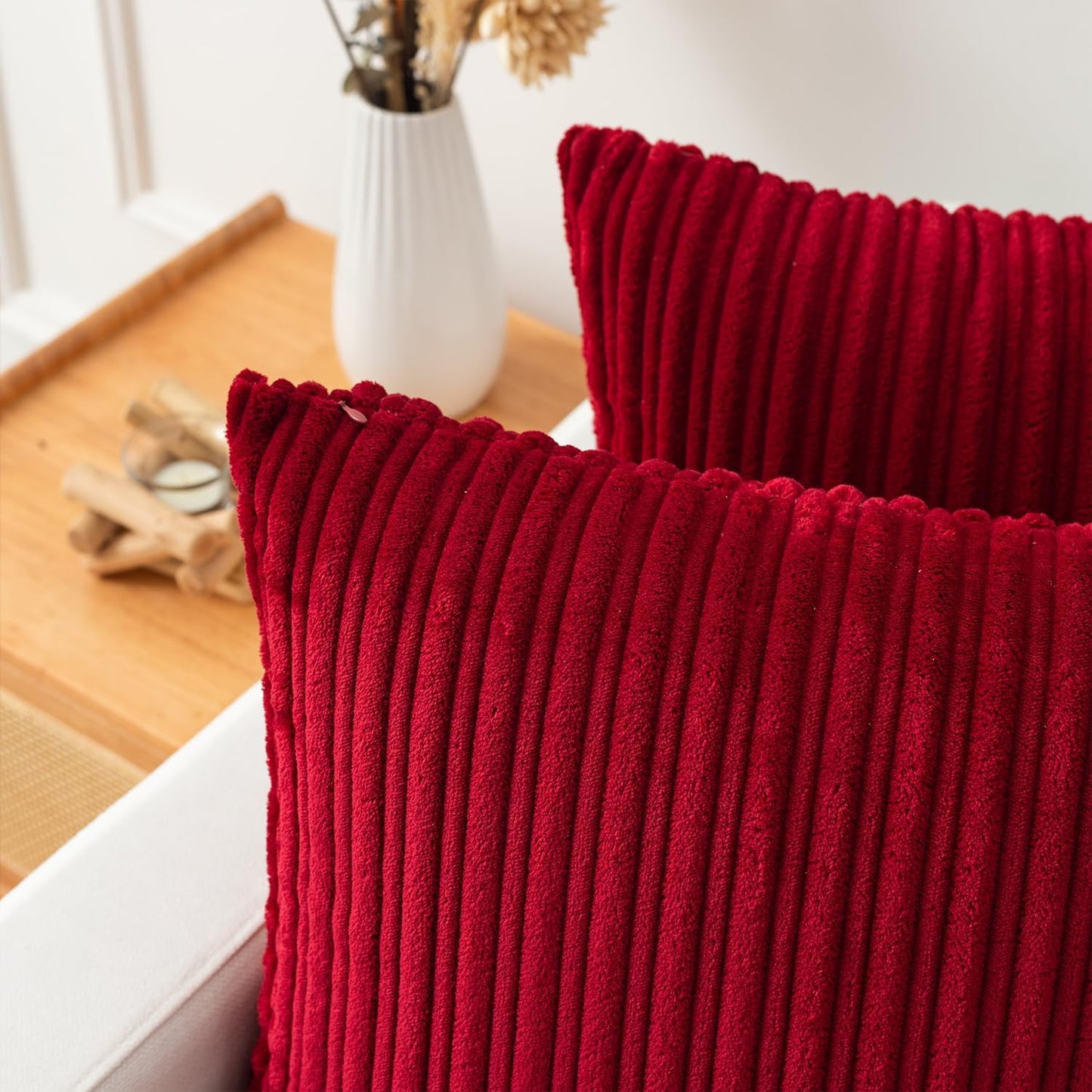 Kevin Textile 2 Pack Valentines Striped Plush Velvet Corduroy Decoration RD12