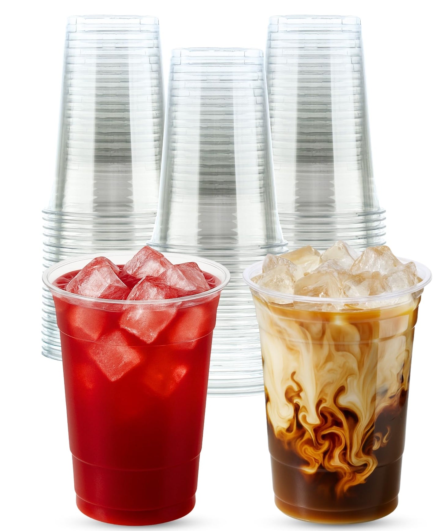 Cappatua 16 oz Clear Plastic Cups 100 Pack – Disposable Drinking Cups for Party, BPA-Free Cold Cups, Recyclable & Durable Plastic Party Cups Tumblers for Iced Coffee, Cocktails, Juice, Wine, Beer BST326H