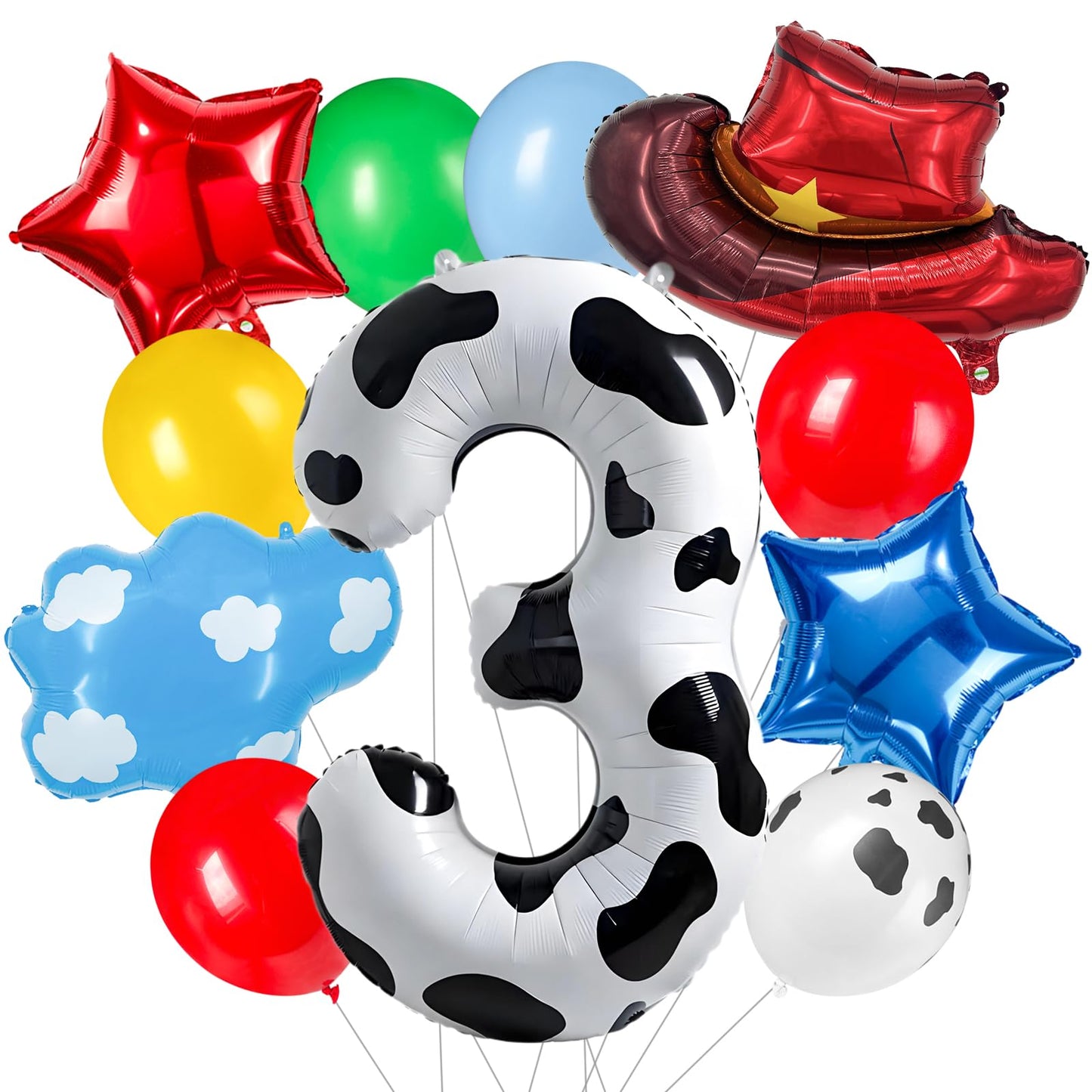 11-Pack Cowboy Theme Balloon Set, Farm Theme Decorations, Balloons with Hats and Clouds, Boys and Girls Birthday Party Supplies (1) BST202