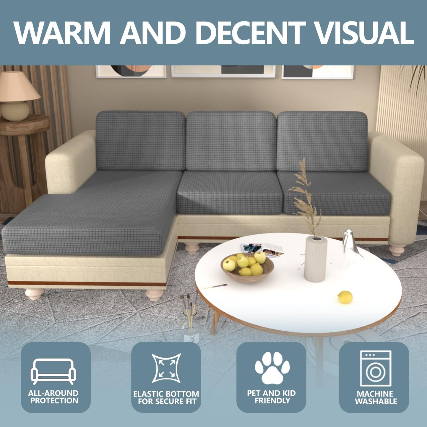 Stretch Couch Cushion Covers for Individual Sofa Seat Cushion,Washable Slipcover for Chair Loveseat Sofa,Furniture Protector Cushion Sofa Cover(Backrest or Seat) BST326H