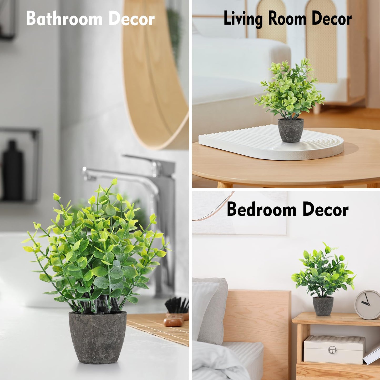 FAVOWREATH 2 Pack Small Fake Plants Potted Artificial Plants Indoor for Home Decor Office Room Farmhouse Indoor Table Bathroom Decor BST220