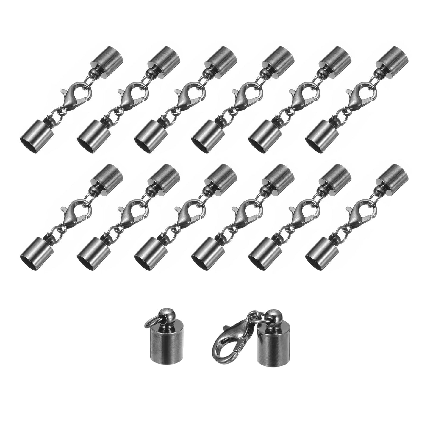 uxcell 20Sets Leather Cord End Caps with Lobster Claw Clasps Fit 4.5mm Cords, Barrel Terminators for DIY Making Leather Bracelets, Bronze Tone BST326L