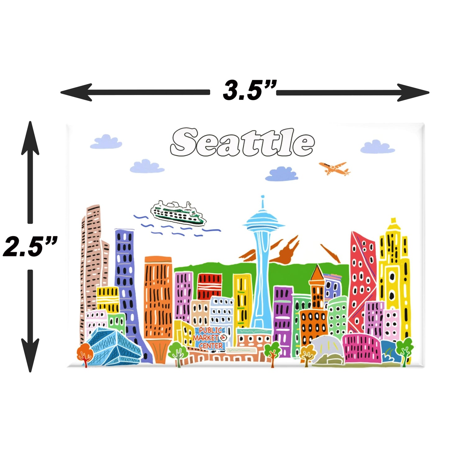 City Themed Artwork Magnet Collection by Beary Blu - Designed in The USA, Collectible Souvenirs Gifts 2.5" x 3.5" (Dallas) BST220
