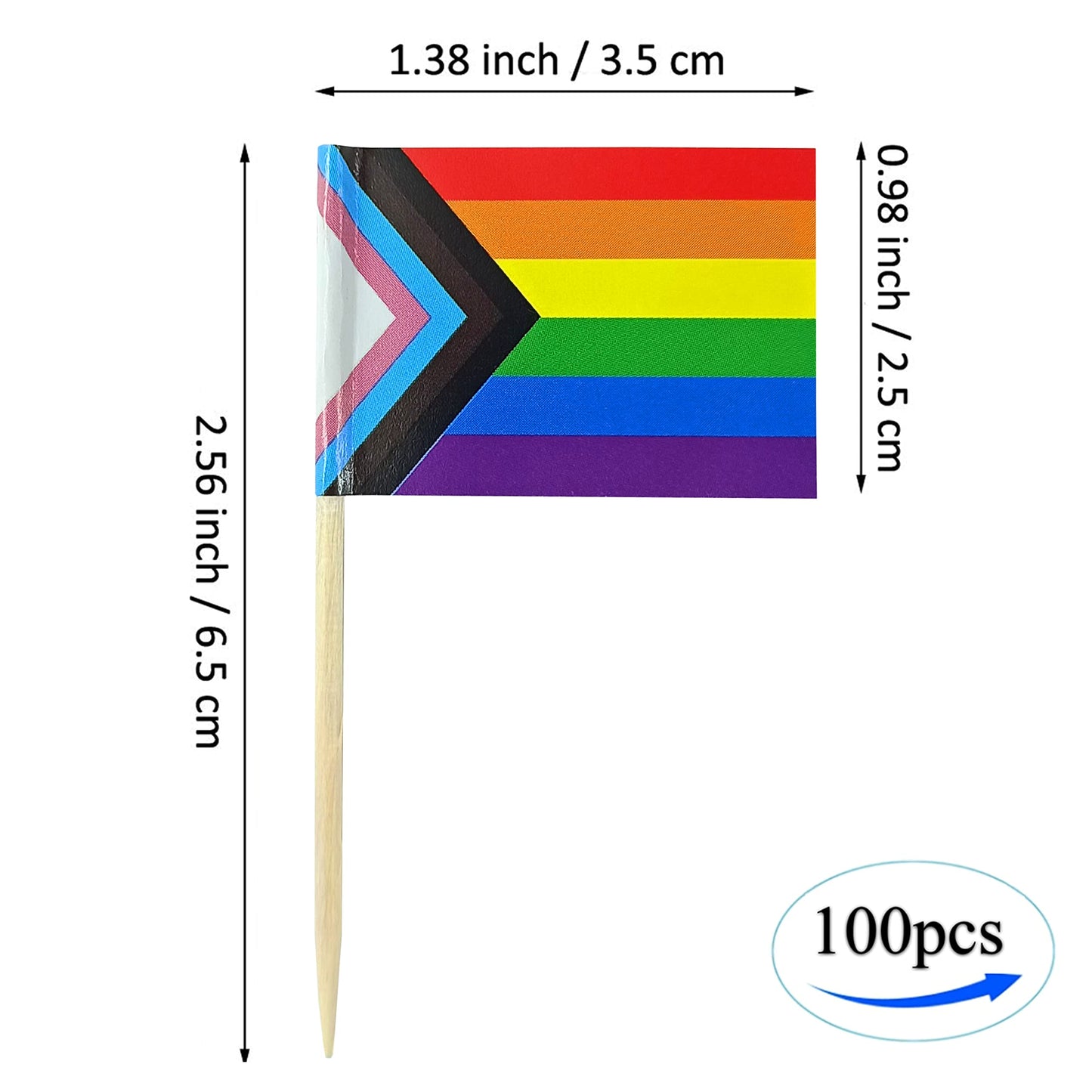 JBCD Rainbow Gay Pride Toothpick Flag Mini Small LGBT Cupcake Topper Flags, 100 pcs BST220