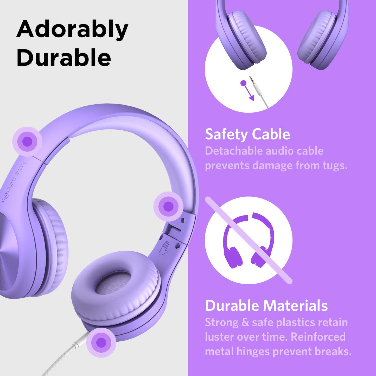 LilGadgets Connect+ Pro Wired Kids Headphones for School with Microphone, Volume Limiting Over-Ear Headset with Cord, SharePort Technology & SoftTouch Padding, Blue