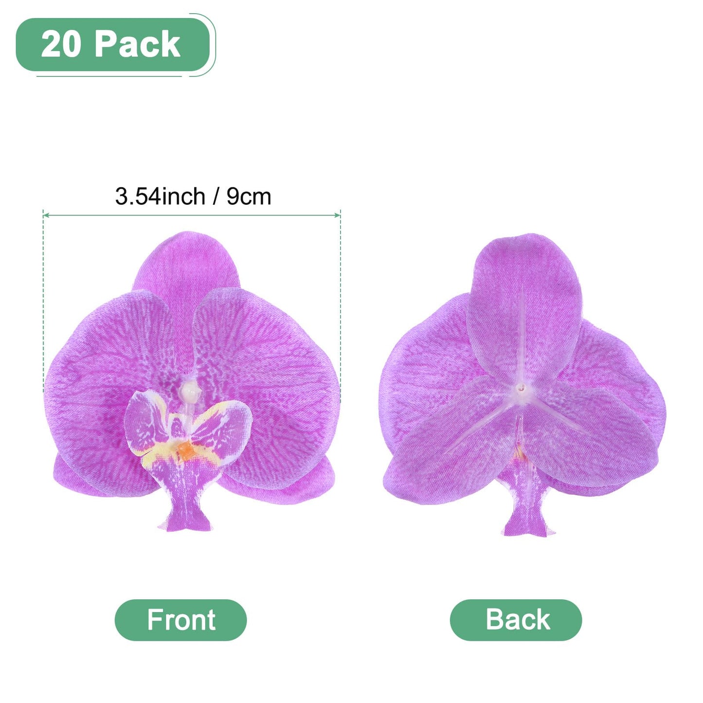 M METERXITY 20-Pack Artificial Orchid Flower Heads, Silk Faux Butterfly Flowers Head for Wedding/Bouquet/Bridal/Party Decor, Fake Phalaenopsis Petals Bulk [2.76 Inch, Dark Purple] BST220