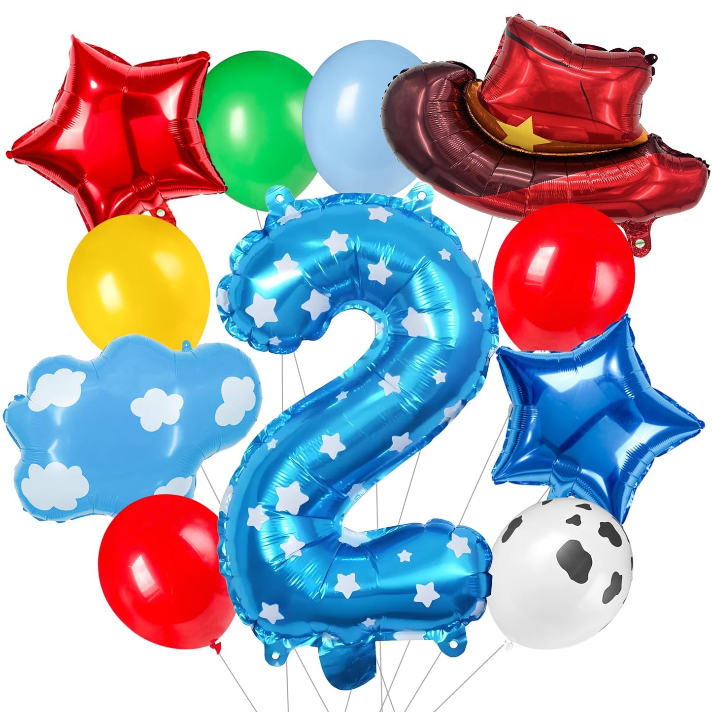 11-Pack Cowboy Theme Balloon Set, Farm Theme Decorations, Balloons with Hats and Clouds, Boys and Girls Birthday Party Supplies (1) BST202