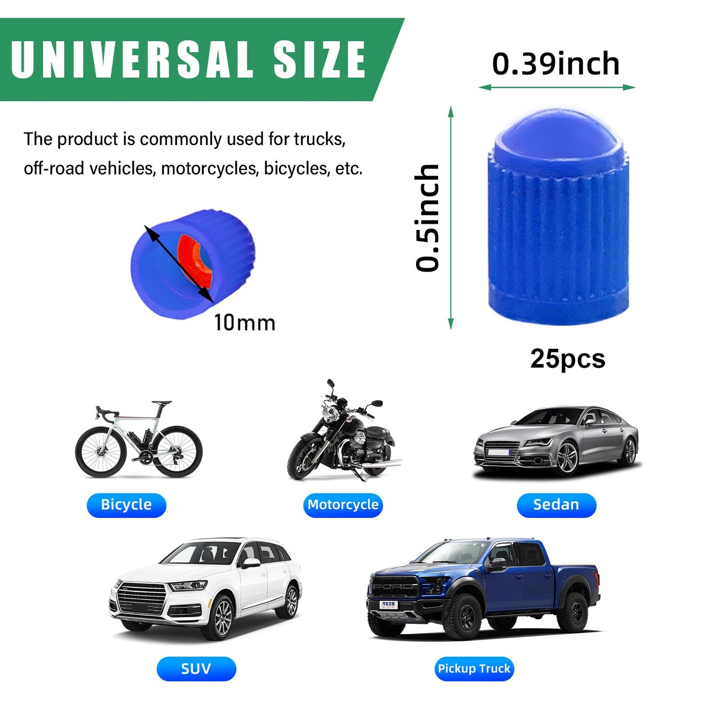 Ziciner 25 PCS Tire Valve Stem Caps, Plastic Car Tyre Valve Cap with O Rubber Seal, Dustproof Airtight Seal Wheel Stem Covers, Universal Accessories for Cars, SUVs, Bicycles,Trucks (Red) WN420