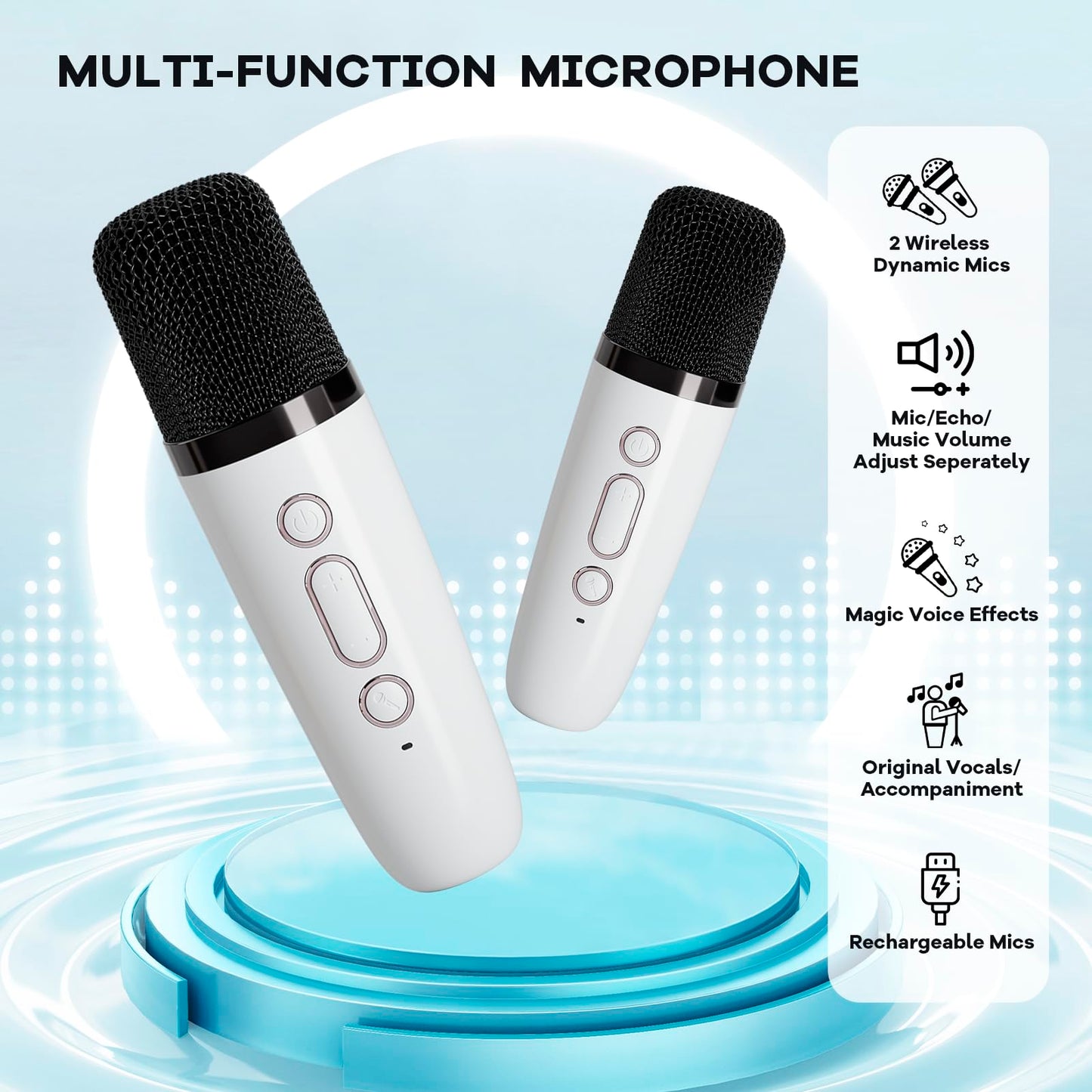 YLL Karaoke Machine for Kids, Portable Mini Speaker with 2 Wireless Microphones, TOP Kids Gifts for Girls Ages 3, 4, 5, 6, 7, 8, 9, 10+ Years Old, 4-12th Birthday Singing Present Toy Party (Purple)
