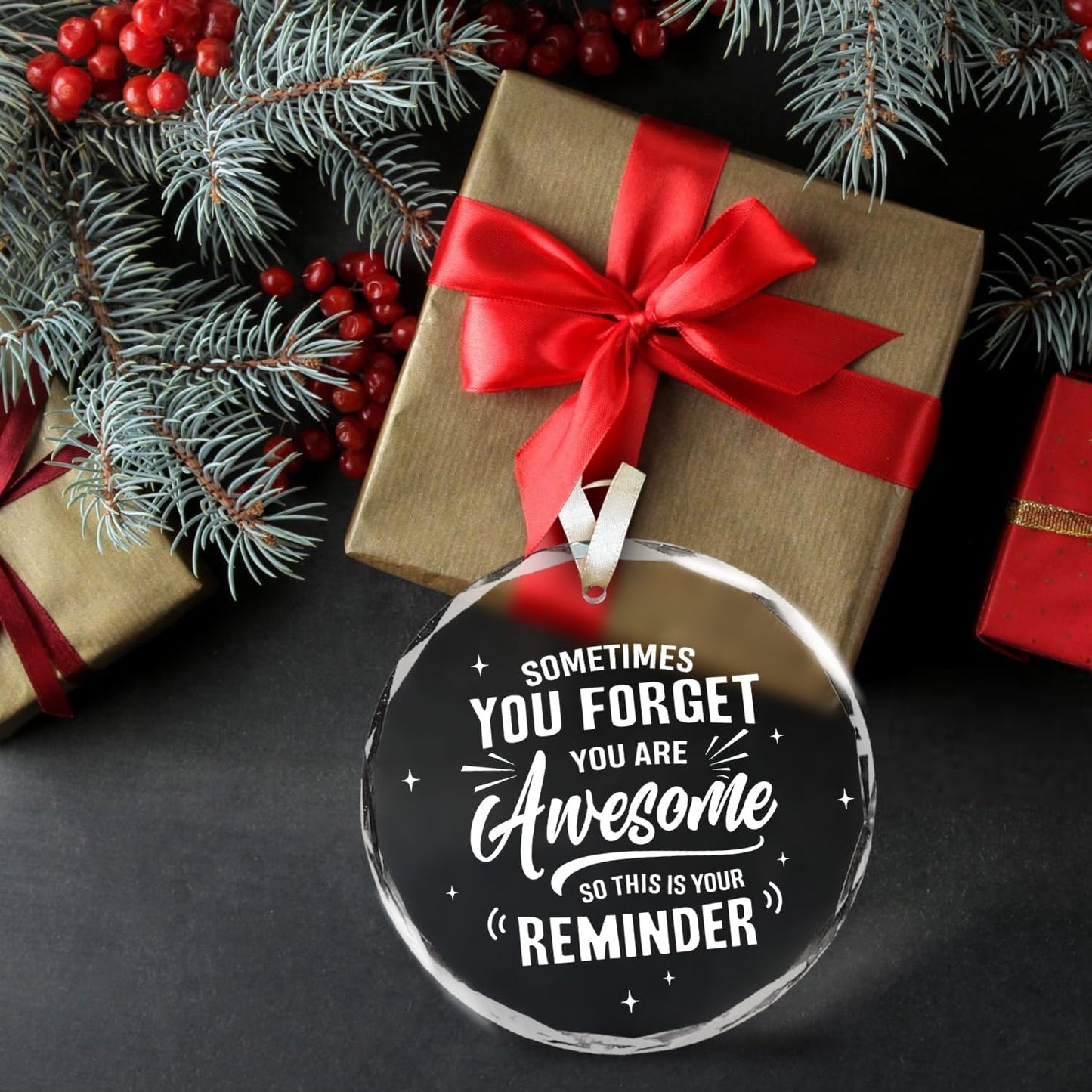 NewEleven Gifts for Her - Inspirational Ornaments - Thank You Gift, Appreciation Present for Men, Nurse, Teacher, Boss, Coworker - Christmas Tree Decoration Glass Ornament WN420