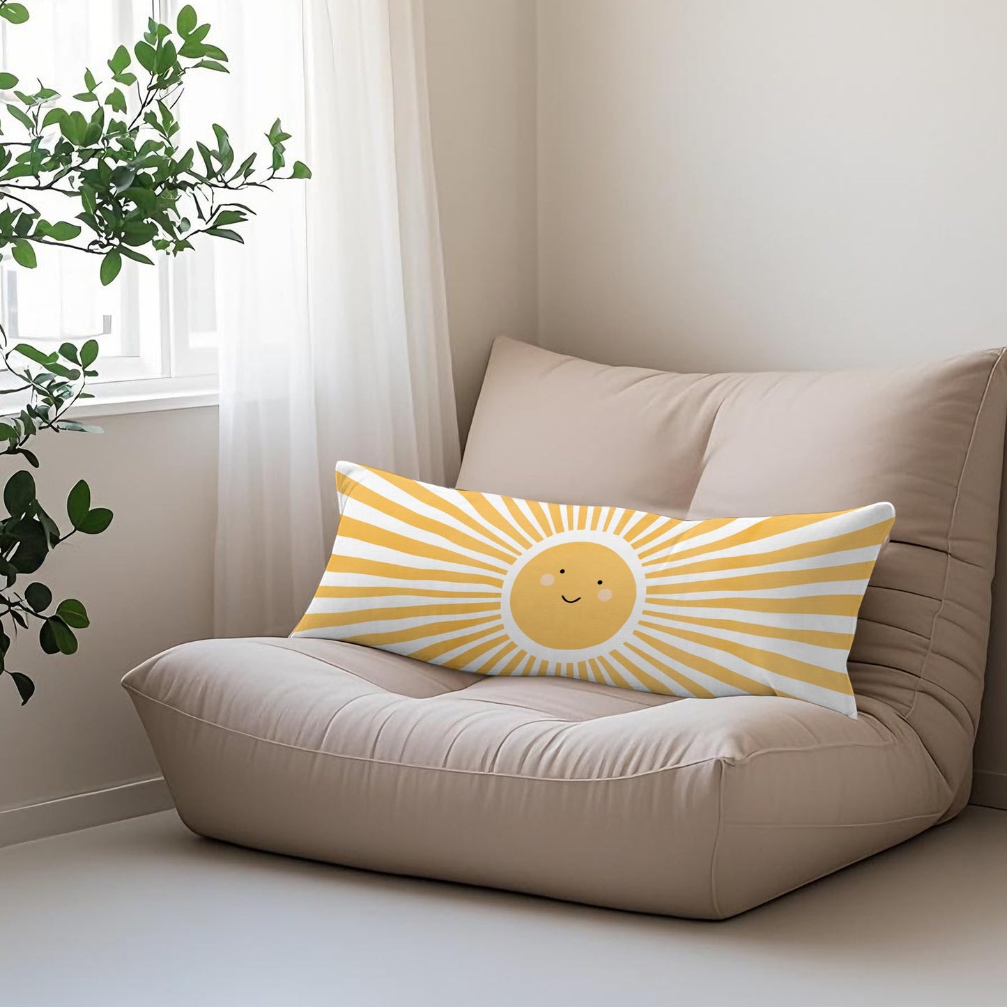 Boho Sun Sunshine 21x54 Body Pillow Cover Case, Modern Neutral Boho Horizontal Sun Sunset Sunrise Decorative Long Hug Pillow Cases for Bed Couch BST220