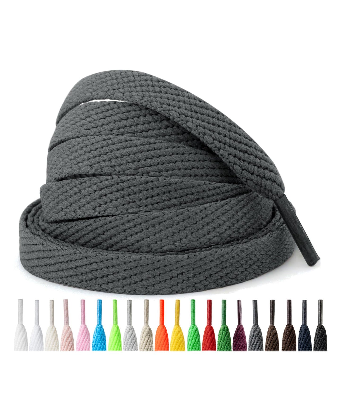 Handshop 2 Pairs Athletic Flat Shoe Laces for Sneakers in 20 Colors, 2/5" Wide Replacement Shoelaces in 30"-63" WN420