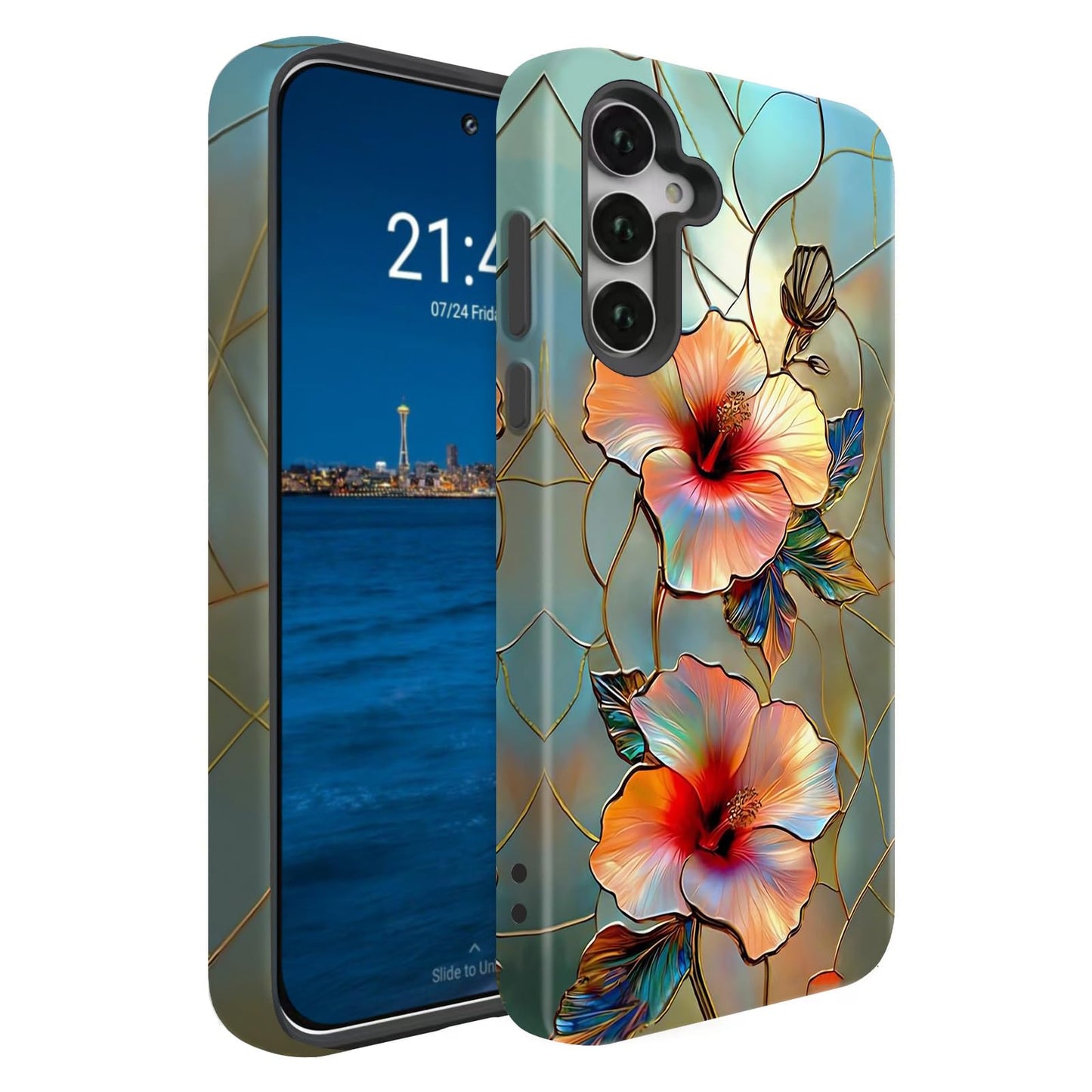 Compatible for Samsung Galaxy A15 5G Case, Dual Layer Heavy Duty 2 in 1 Shockproof Protective Phone Case,Burnt Wood American Flag WN420