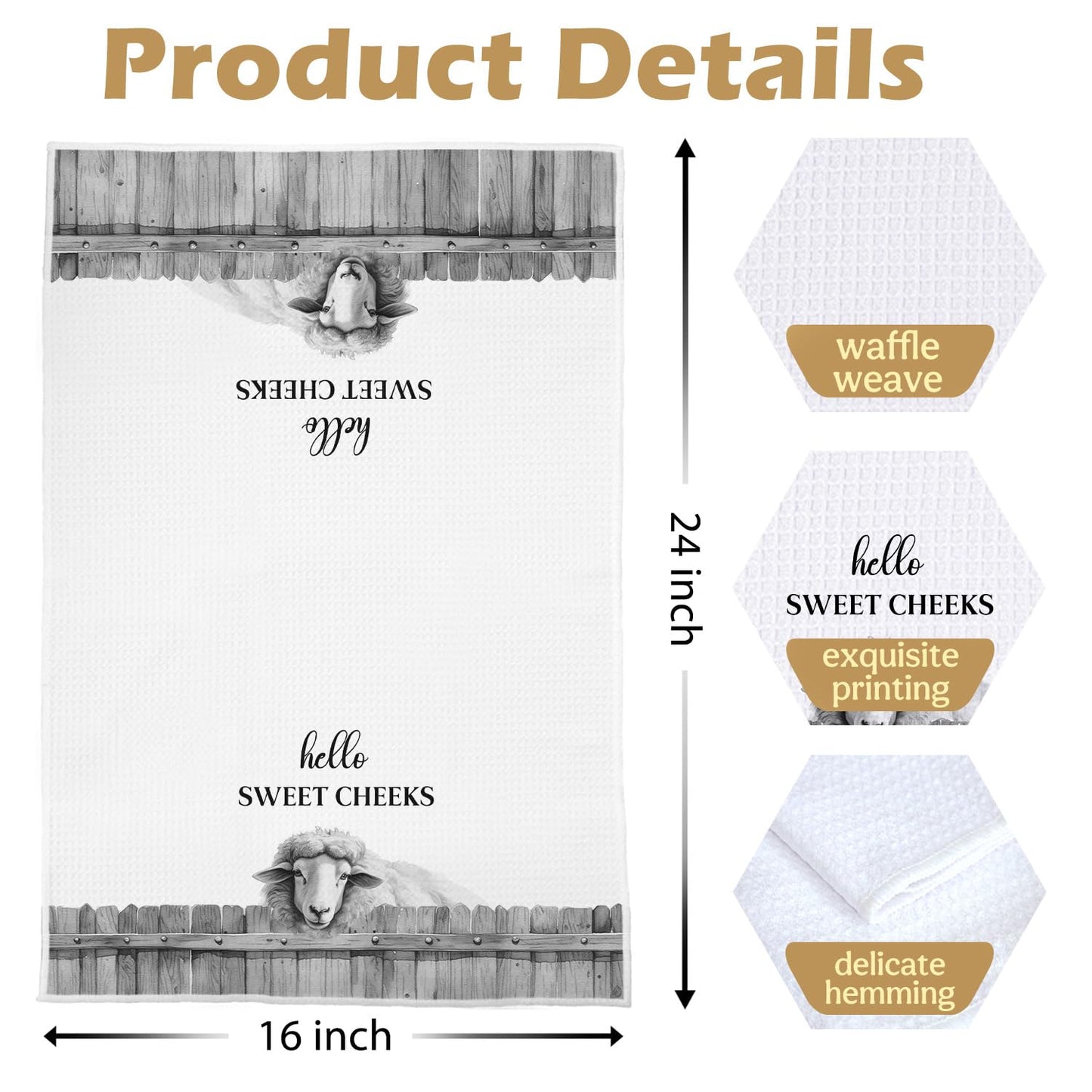 Raccoon Gifts Bathroom Towels Set - Raccoon Gifts Decorative Hand Towels, Hello Sweet Cheeks Bathroom Decor, 16x24 Inches Set of 2 BST220