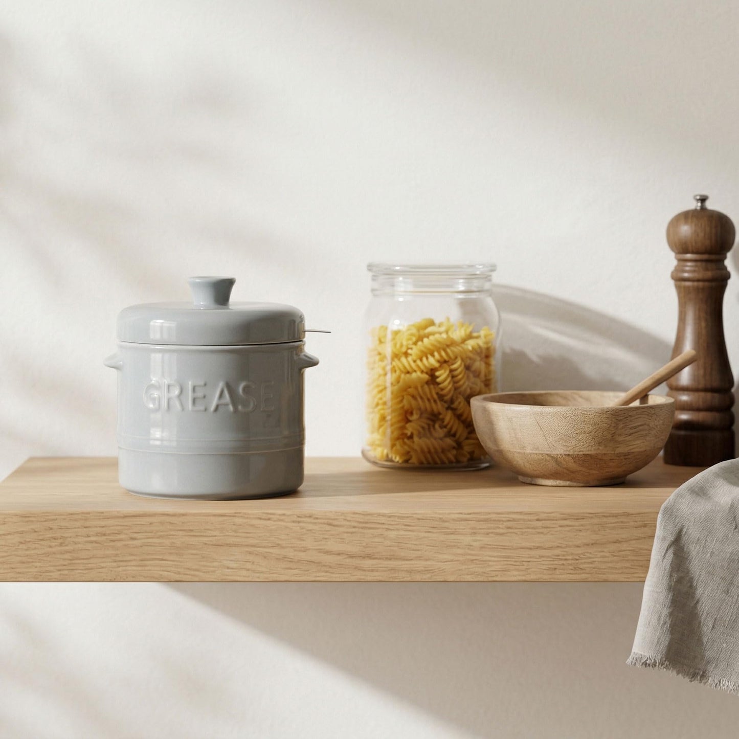 ONEMORE Ceramic Bacon Grease Container with Strainer N25