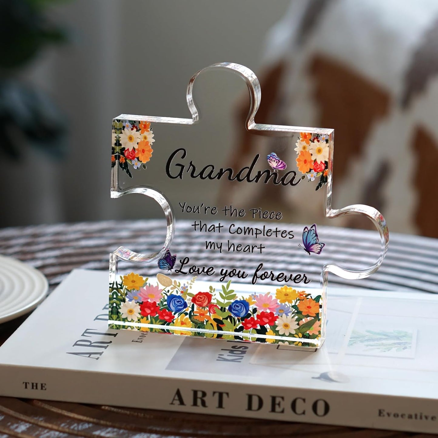 ADDWel Mothers Day Gifts for Grandma - Great Grandma Gifts from Grandkids - Cute Presents for Grandma Birthday Christmas Stocking Stuffers Thanksgiving - Fancy Engraved Acrylic Block Puzzle Piece BST326H