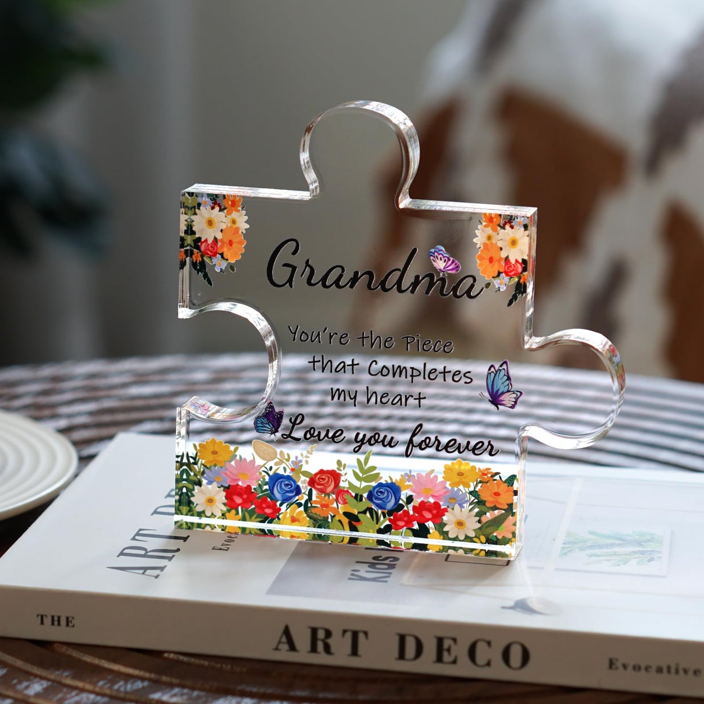 ADDWel Mothers Day Gifts for Grandma - Great Grandma Gifts from Grandkids - Cute Presents for Grandma Birthday Christmas Stocking Stuffers Thanksgiving - Fancy Engraved Acrylic Block Puzzle Piece BST326H