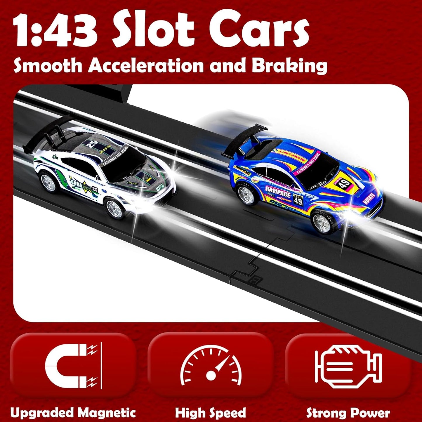 COVSEN Track Master 30 FT Slot Car Race Tracks Sets Toy 63