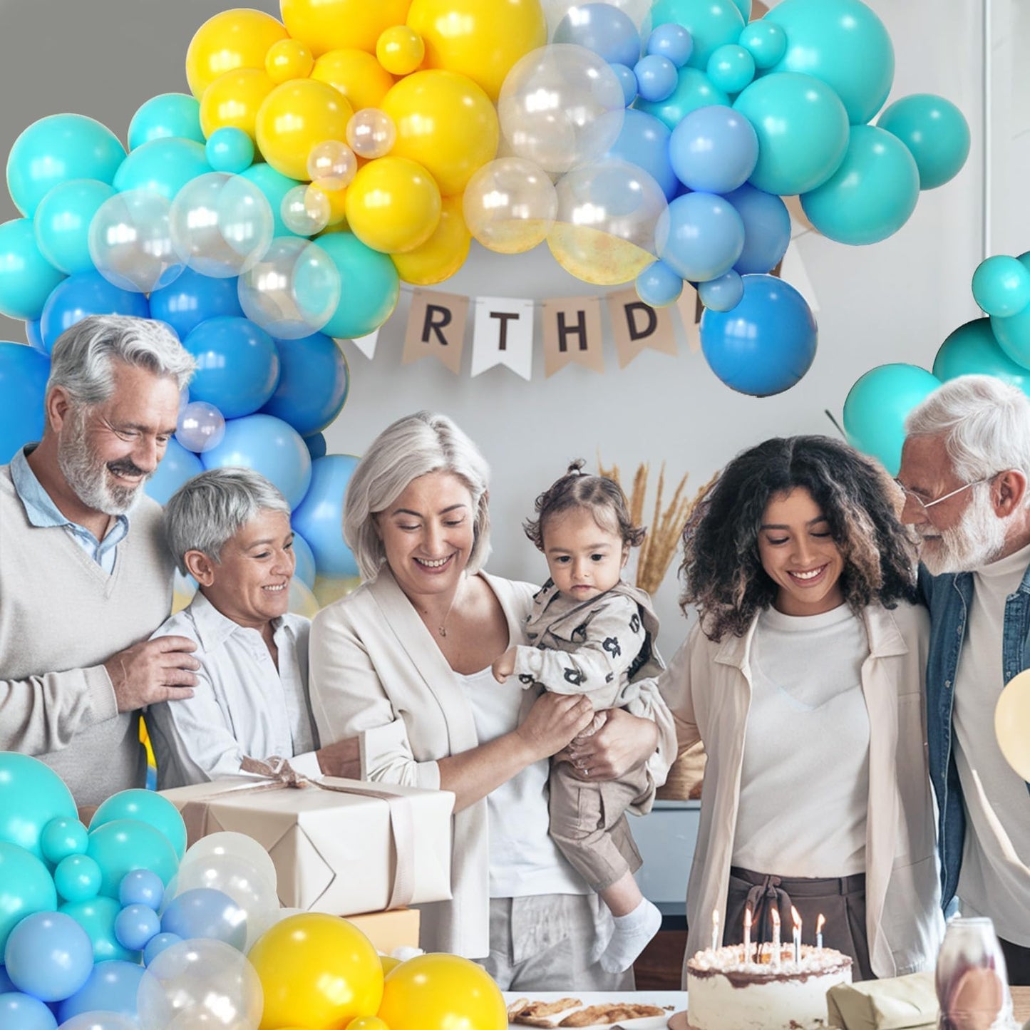 Dusty Green Blue Balloon Arch Kit, Fog Green Dusty Water Blue Beige Ivory Latex Balloons Garland Kit for Women Men Neutral Birthday Wedding Baby Bridal Shower Jungle Safari Party Decorations WN420