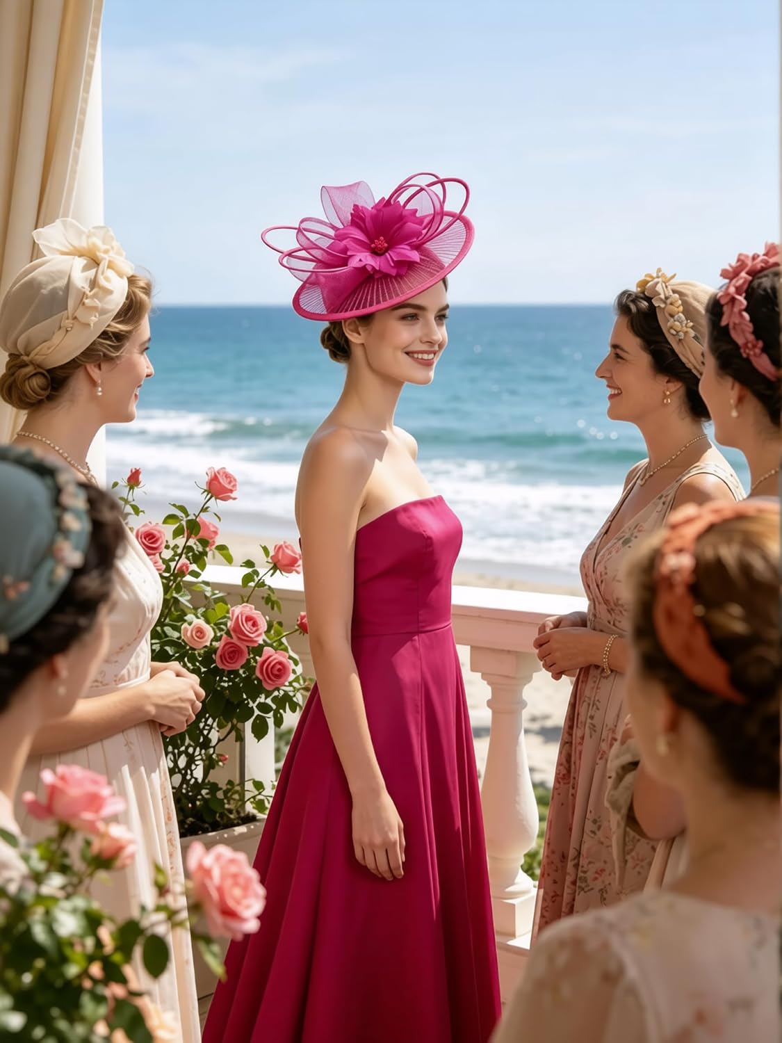 SAFERIN Elegant Women's Fascinator Hat with Veil and Feather Hair Clip Headpiece for Weddings Tea Party WN420