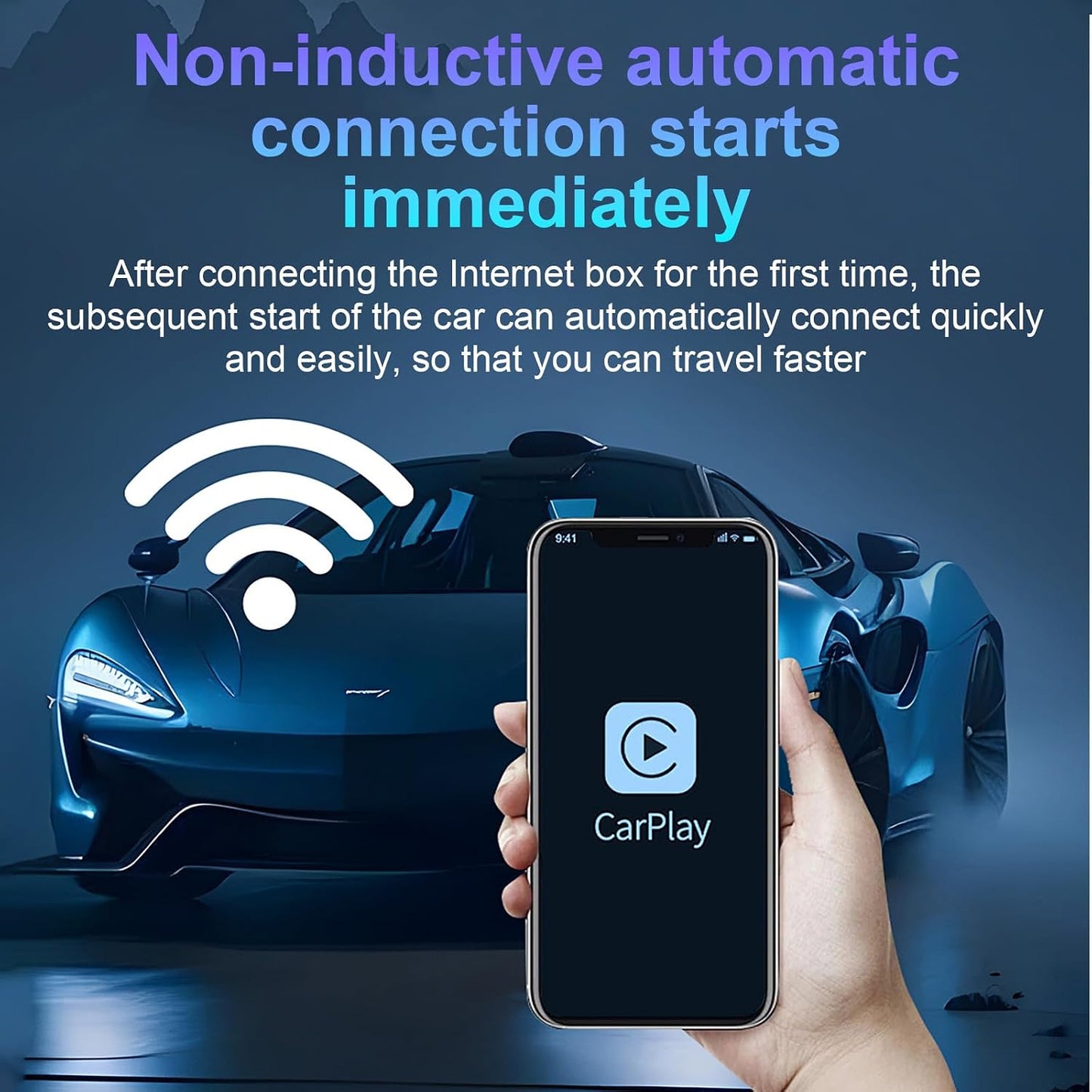 Wireless CarPlay Adapter for iPhone, HD Navigation Vehicle-Level Chip Stable Connect, Bluetooth CarPlay Plug & Play Convert Wired to Wireless CarPlay Adapter iOS 10+ & Cars from 2015+ WN420