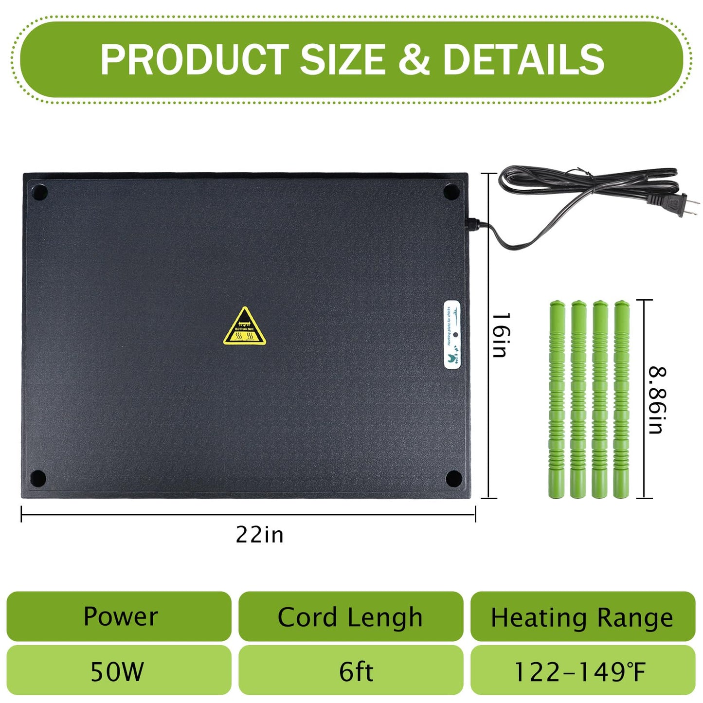 Chick Brooder Heater Plate, 12"x16" Warmer Brooder Plate for Chicks with Adjustable Height & Temperature Display RD12