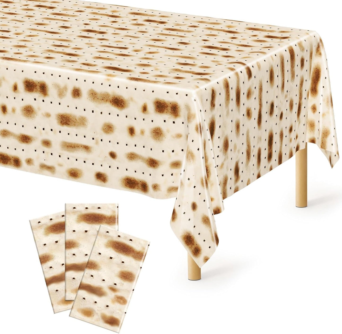 3 Pack Passover Decorations, 108" X 54" Passover Matzah Tablecloth, Disposable Plastic Seder Party Supplies, Rectangle Pesach Matzo Table Covers for Festival Holiday Party Home Dining Table Decor BST202