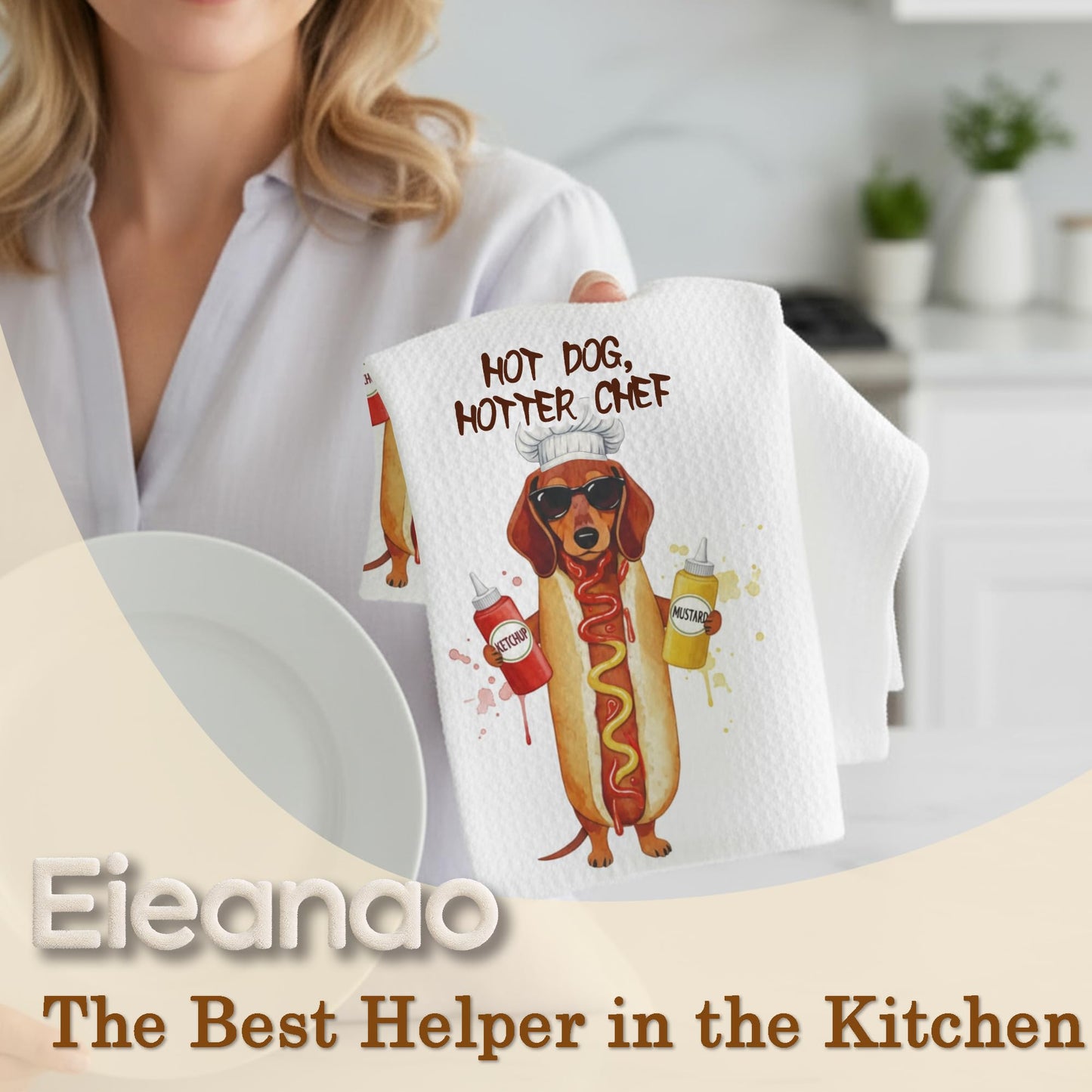 Funny Cat Gifts Kitchen Towels, Cute Cat with Knife and Fork Microfiber Dish Tea Towel for Kitchen Decor, Funny Cats Cooking Decor, is It Dinner Time Yet, 16x24 Inch BST220