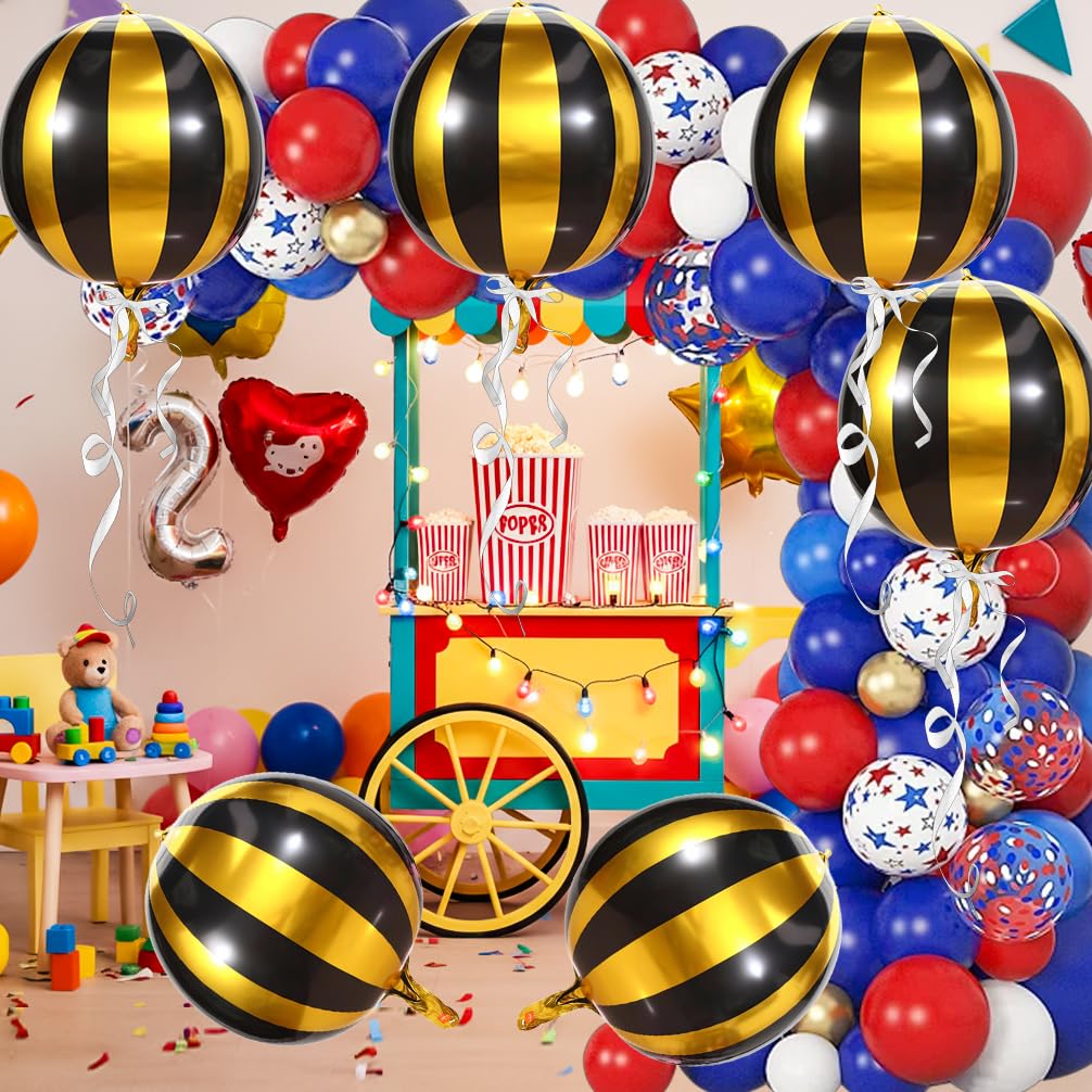 Carnival Theme Balloon 22inch Foil Red and White Balloons Circus Theme Party Decorations Carnival Candy Cane Balloons Striped Balloon Circus Decorations, 8pcs Decor for Birthday Party BST202