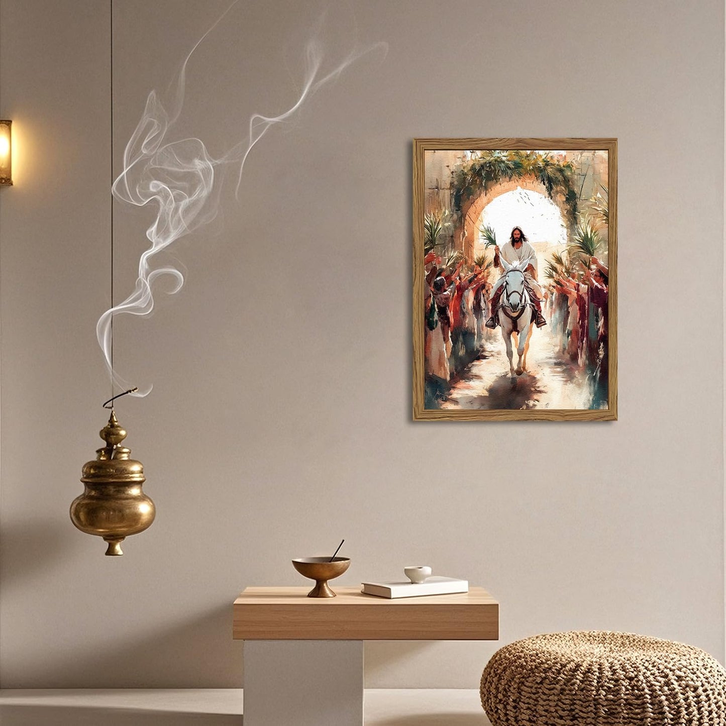 Framed 3D Textured Jesus Embracing Woman Wall Art, Jesus Hugging Woman Wall Decor Hand Drawn Sandstone Religious Christian Bible Painting Pictures for Bedroom Living Prayer Room 12x16 in Wood Framed BST202