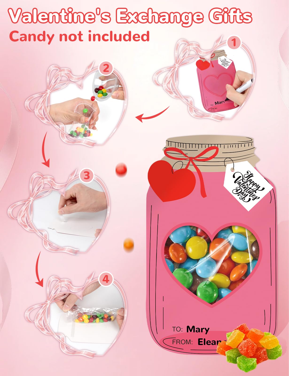 24 Pack Easter Cards for Classroom Exchange - Bubble Gum Machine Design with Round Holders, DIY Bunnies Eggs Chick Candy Cards for School Spring Party Favors, Gifts, Crafts & Rewards (6 Styles) BST326H