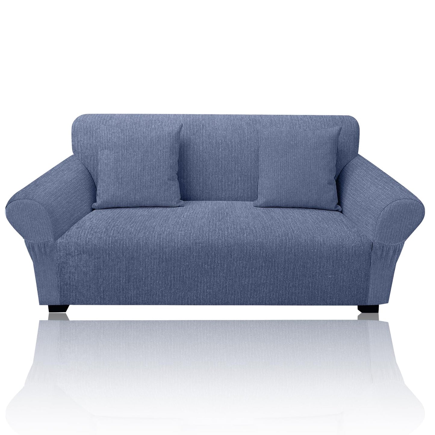 Sofa Slipcover with 2 Pillow Cover for 3 Cushion Couch, Non Slip Furniture Protector with Elastic Bottom, Washable Sofa Cover for Kids, Pets (Sofa, Navy) BST326H