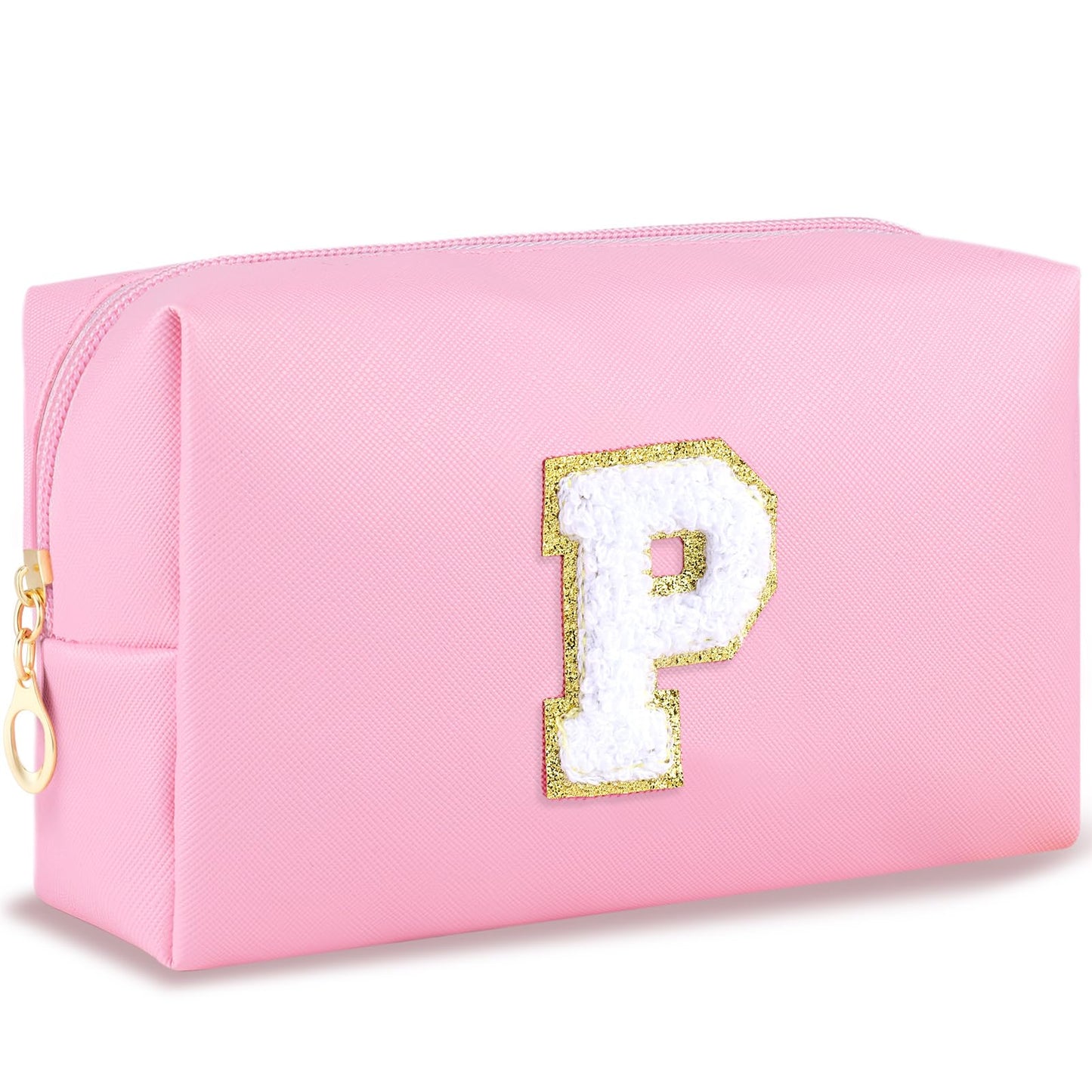 URSKYTOUS Gifts for Girls Initial Makeup Bag Personalized Cosmetic Bag with Zipper Cute Travel Toiletry Bag Waterproof PU Preppy Makeup Pouch Birthday Gift for Teen Girls Women(Blue P) BST326L