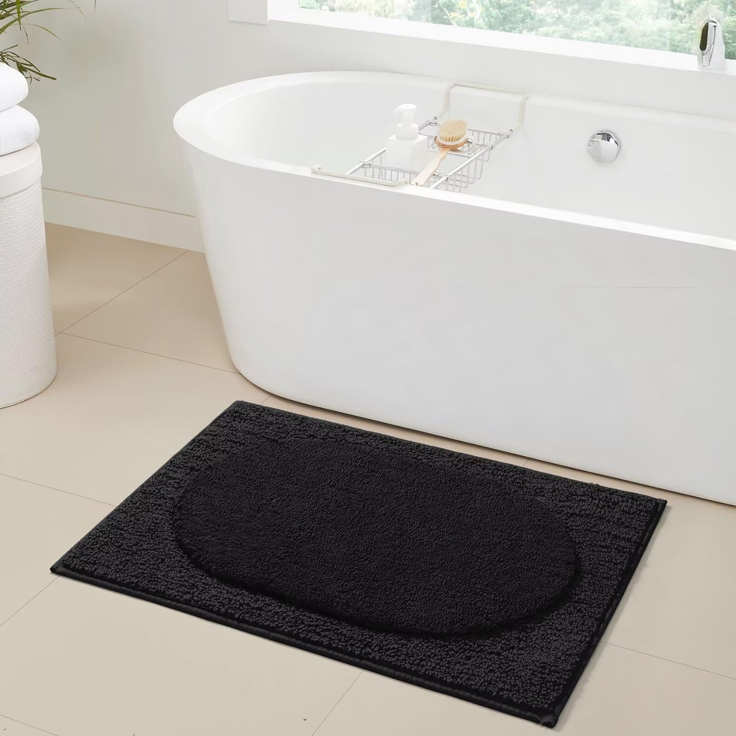 DEXDE Bathroom Rugs Non-Slip Mat for Bathroom Floor Shower,24x16 Beige | Thick Soft Absorbent Bath Mat, Quick Dry Microfiber Rug, Machine Washable Shower Floor Bathroom Mat Home Decor Accessories BST220
