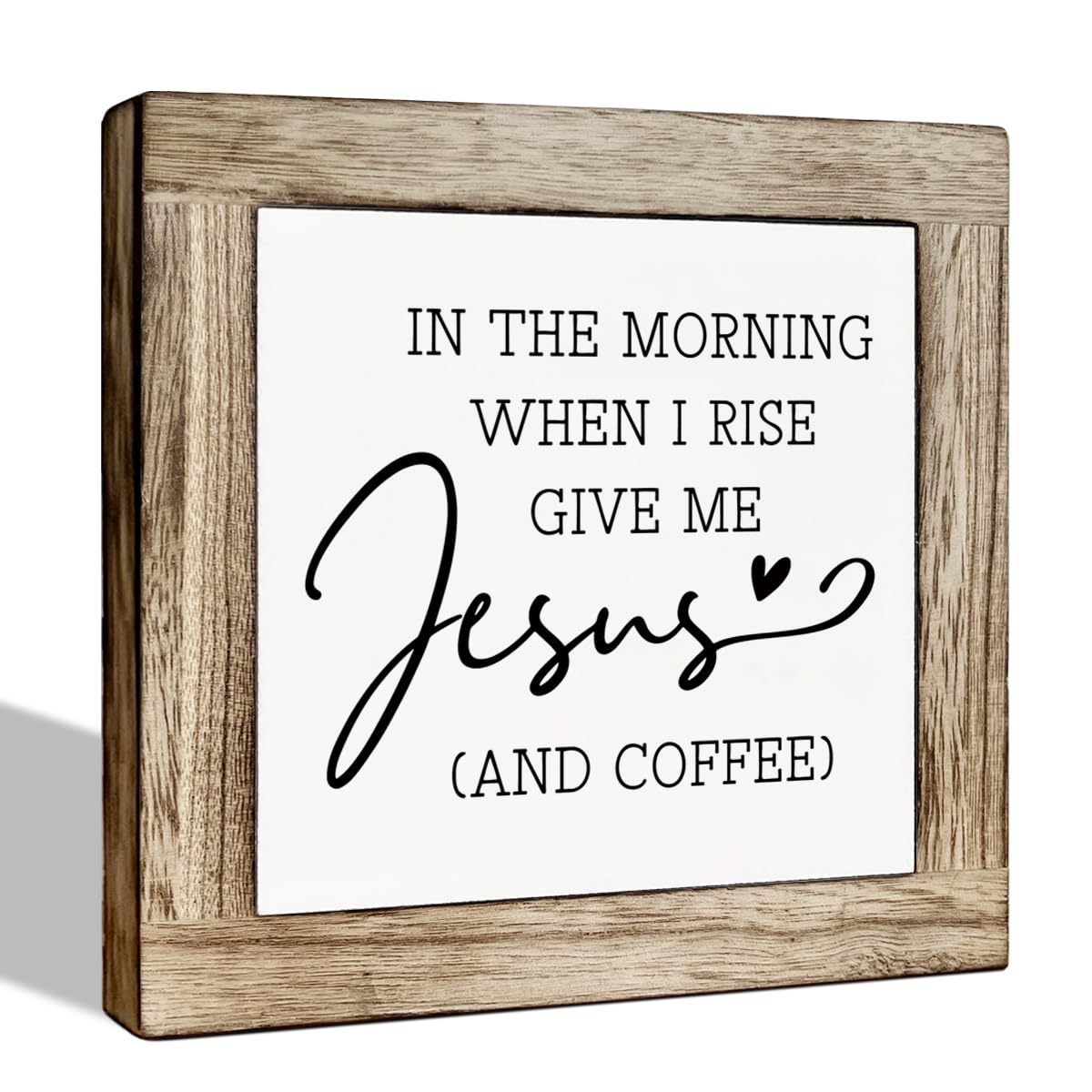 Funny Wooden Coffee Bar Decor Sign, Bar Decorations, in the Morning When Rise Give Me Jesus (and Coffee), Cafe Table Top Shelf Accessories, Cafe Signs Decor 5.9x5.9 Inches BST202