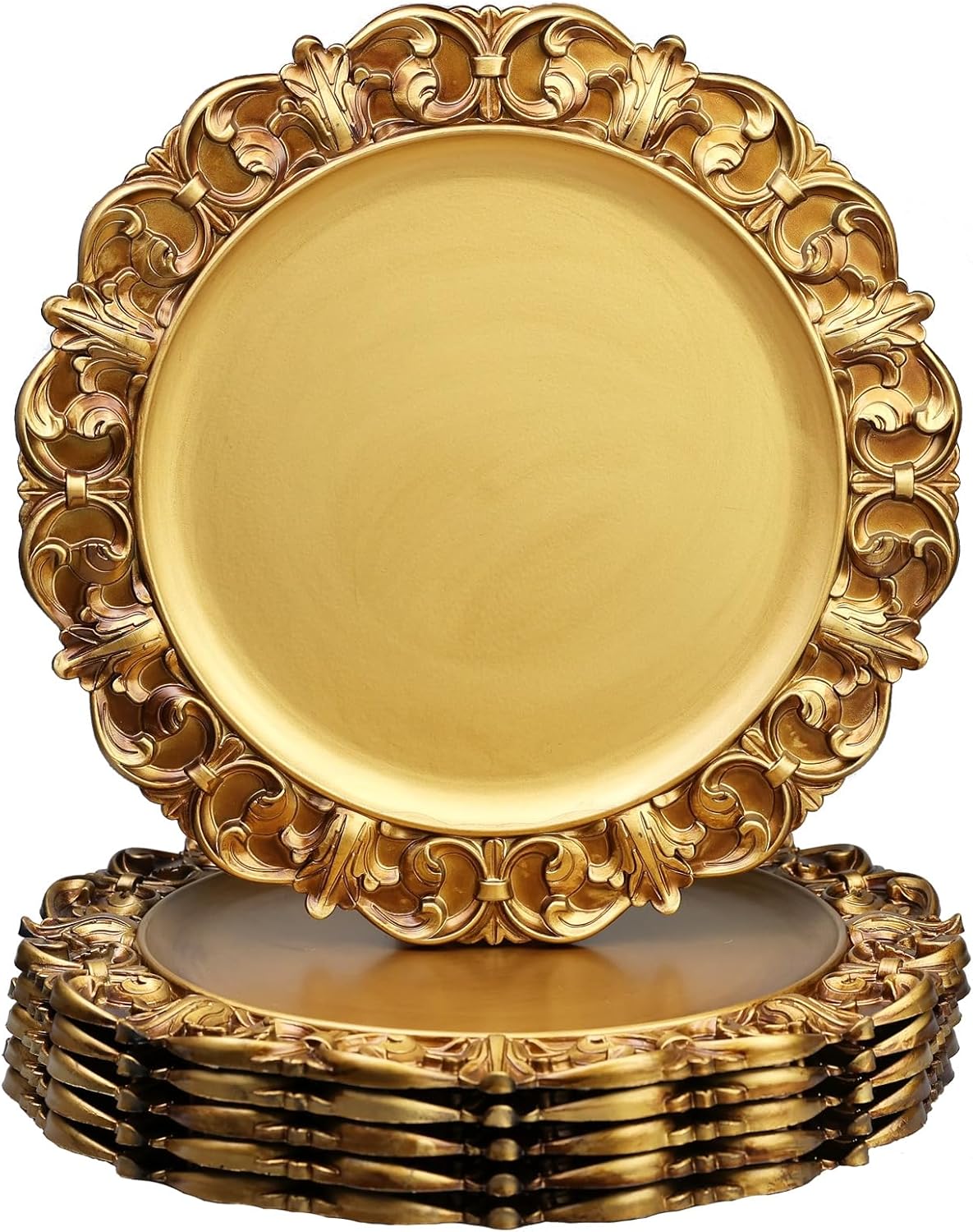 LEEMXIINY Home Decor 13" Antique Gold Charger Plates 76