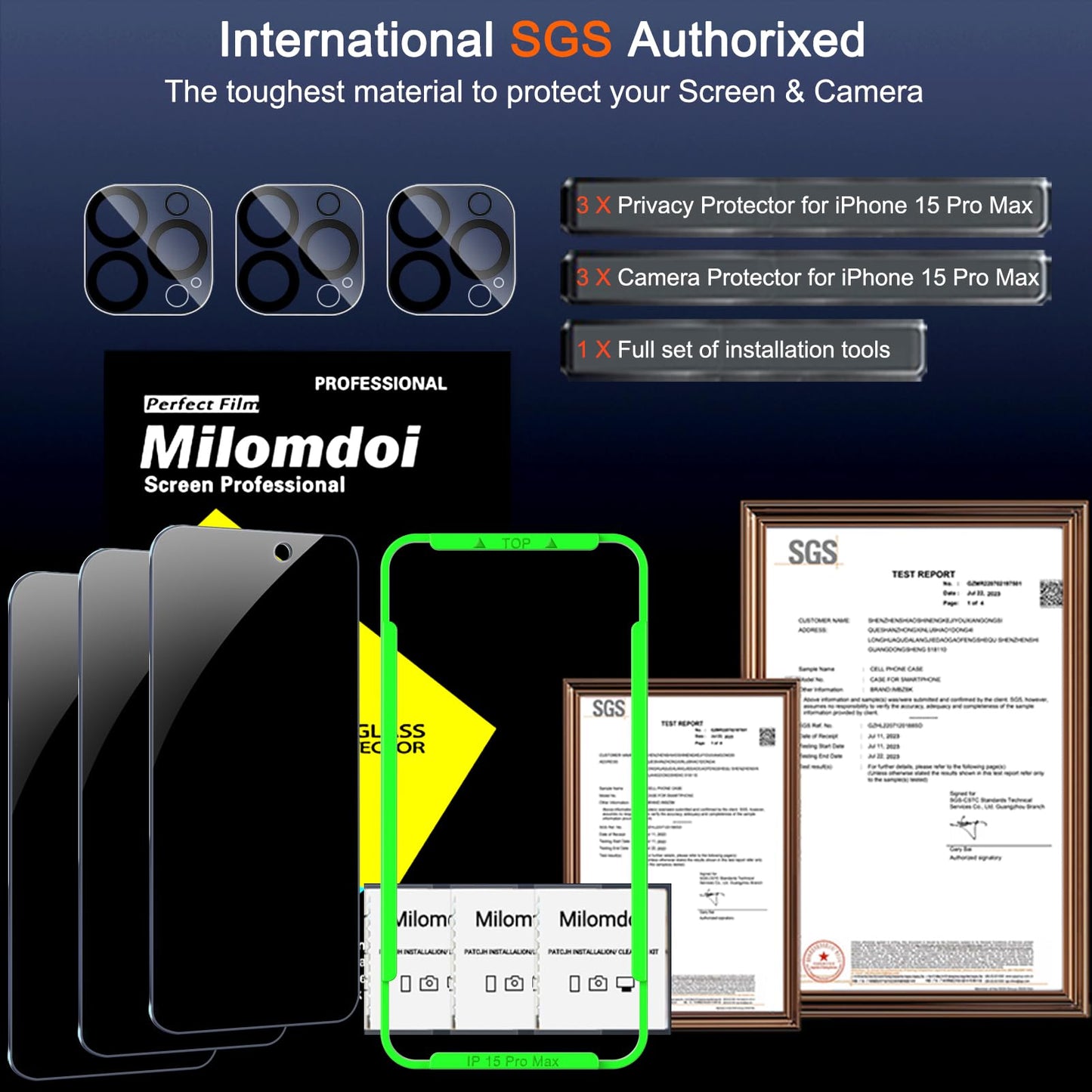 Milomdoi 6 in 1 Privacy Screen Protector for Samsung Galaxy Z Fold 7, 2 Pack Inside Anti-Spy Film with 2Pack Front Tempered Glass + 2 Pacs Camera Lens Protector Accessories WN420