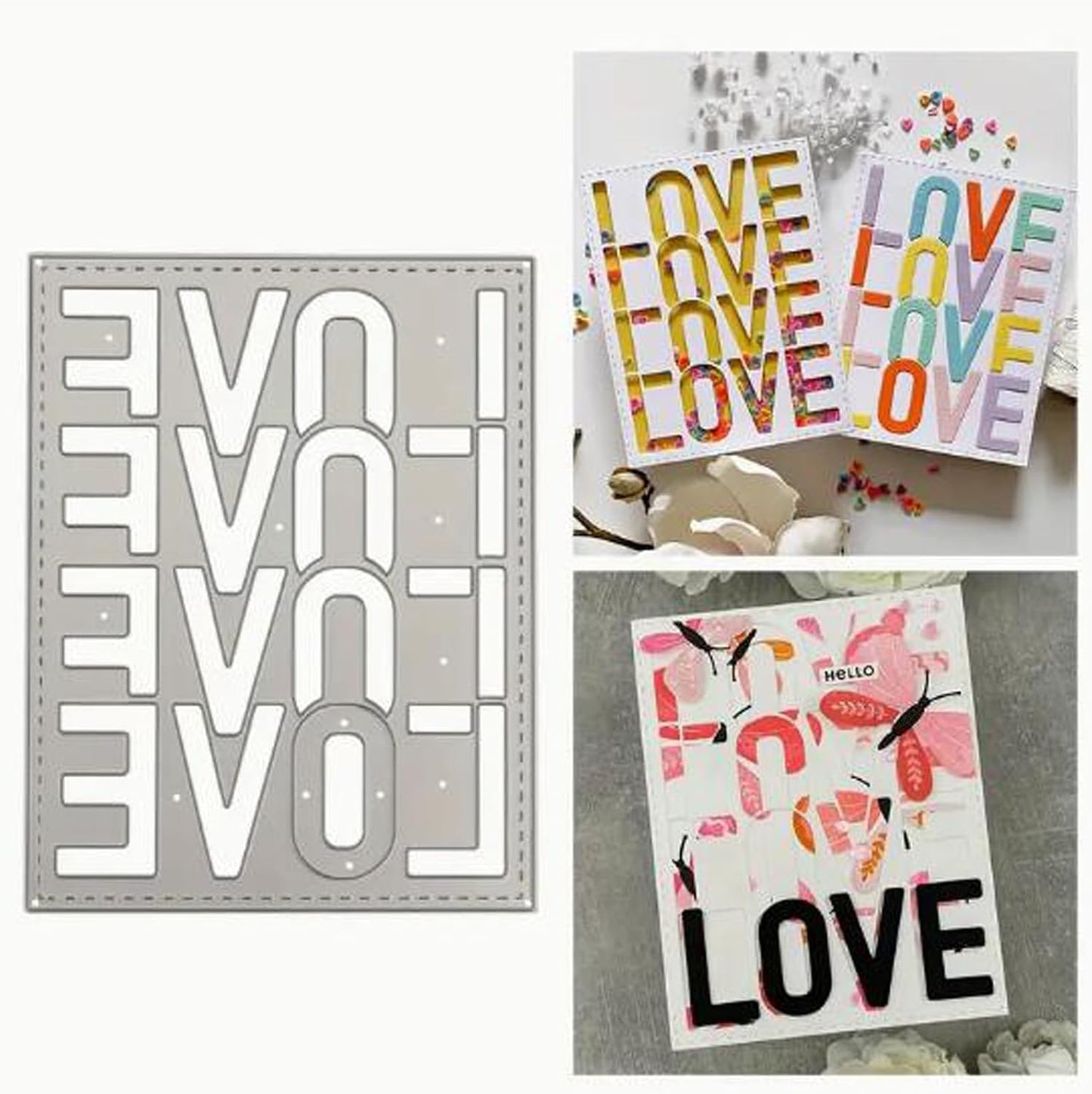 Valentine's Day Love Frame Metal Die Cuts,Happy Valentine's Day Love Square Frame Cutting Dies Cut Stencils for DIY Invitation Card Scrapbooking Album Decorative Embossing Paper Dies Card Making BST326L