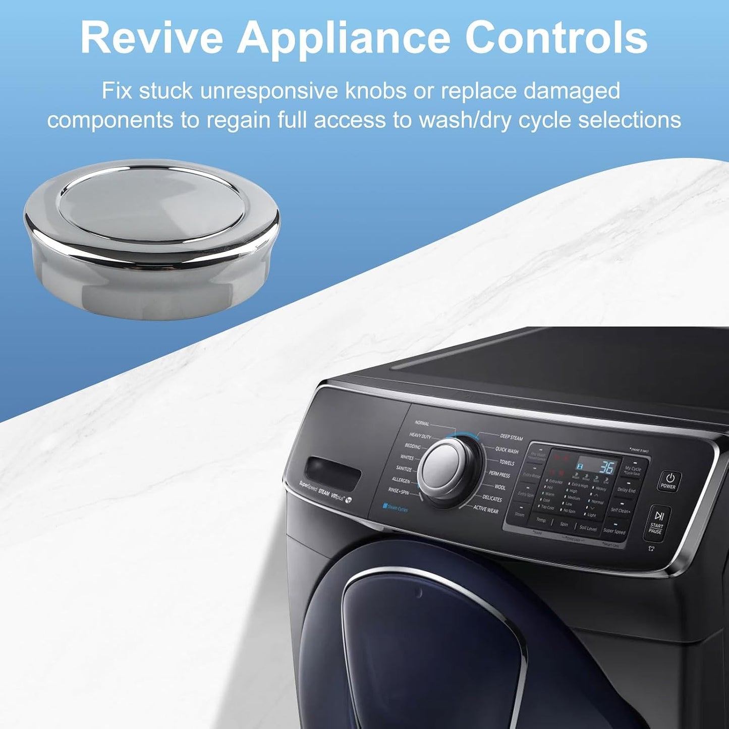 DC64-03186A Control Knob Replacement for Samsung Washer & Dryer (Compatible with WF361BVBEWR WF42H5000AW WF42H5400AF) - 1Pcs Laundry Appliance Knob BST220