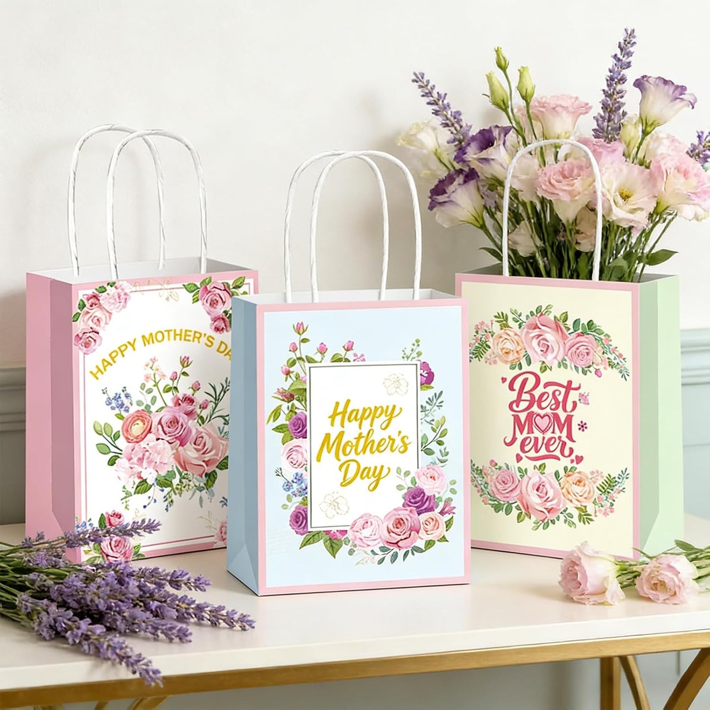24 Pcs Paper Gift Bags with Handle Party Favor Treat Bags for Birthday Party Supplies WN420