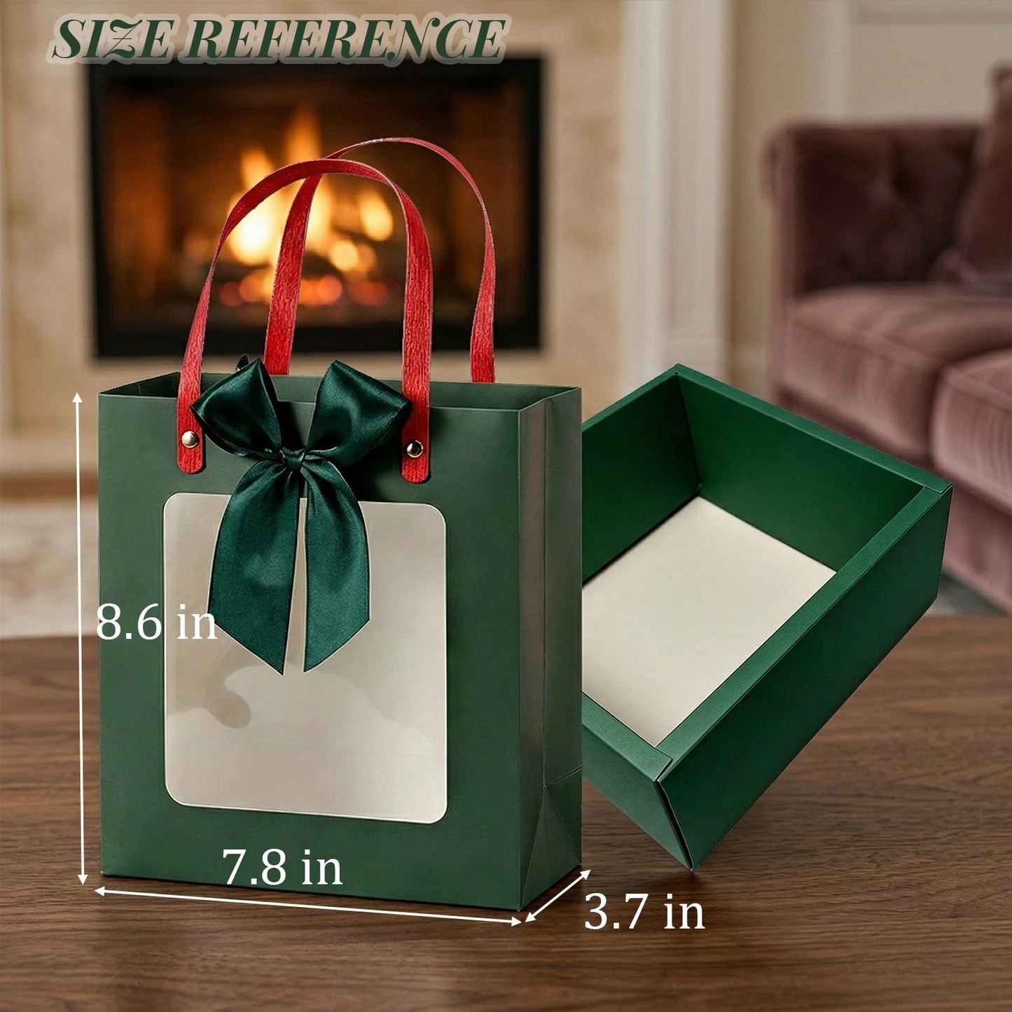 Premium Reusable Gift Bag with Matching Box, Durable Birthday Present Bag, Premium Paper Set for Wedding, Valentine's Party, Friends Celebration (Beige 1pack) BST202