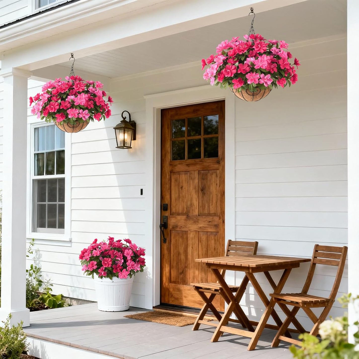 Hommyea Artificial Fake Flowers for Outdoor, 8 Bundles Faux Plants Silk Flowers Spring Decoration UV Resistant No Fade Plastic Flowers for Outside Planters Home Porch Patio Yard Garden Decor WN420