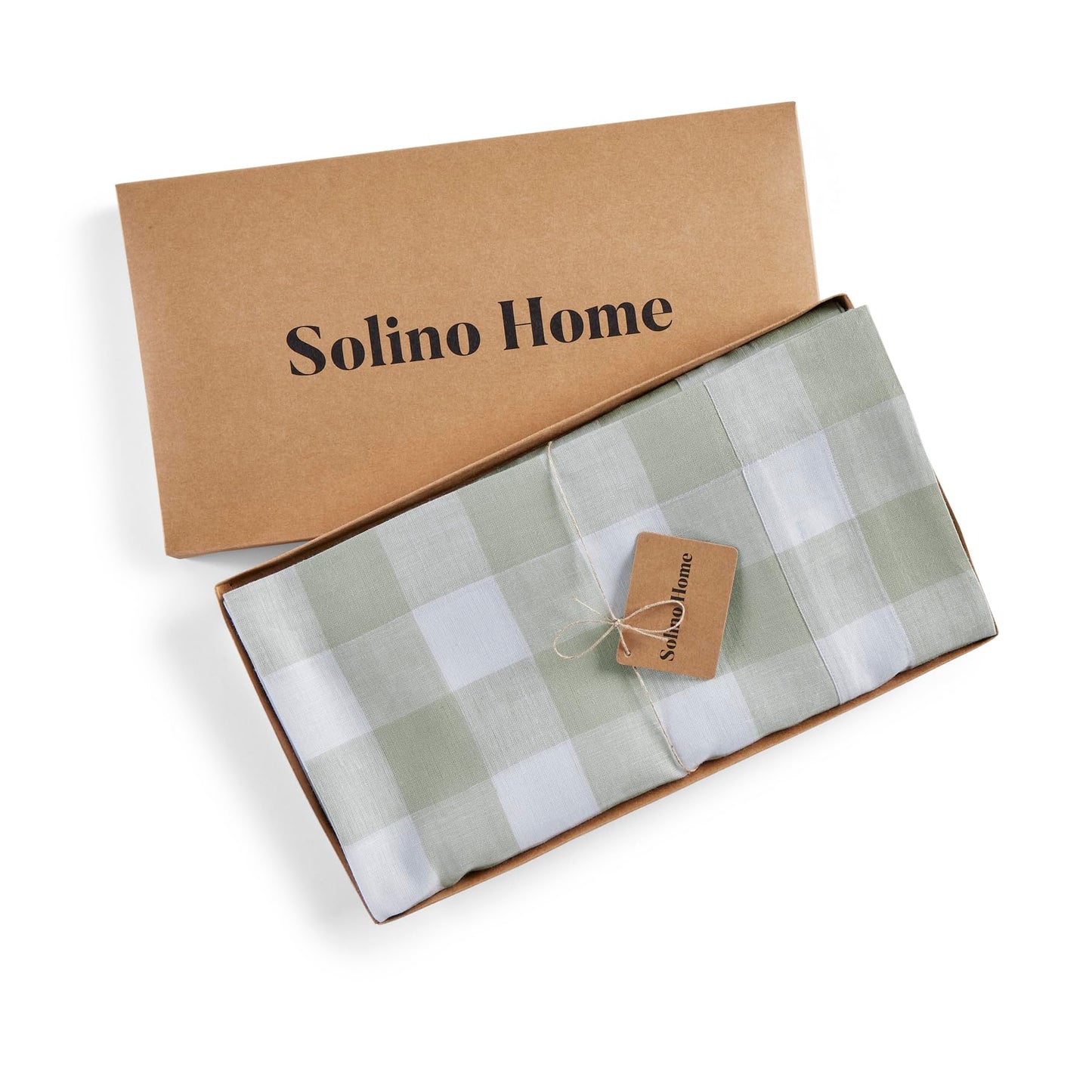 Solino Home 100% Pure Linen Rectangular Tablecloth Pink Check, 60 x 120 in | Buffalo Check Linen Table Cloth for dining and entertaining | buffalo checkered weave | Marshmellow Pink | OEKO-TEX Certified BST326SOLH