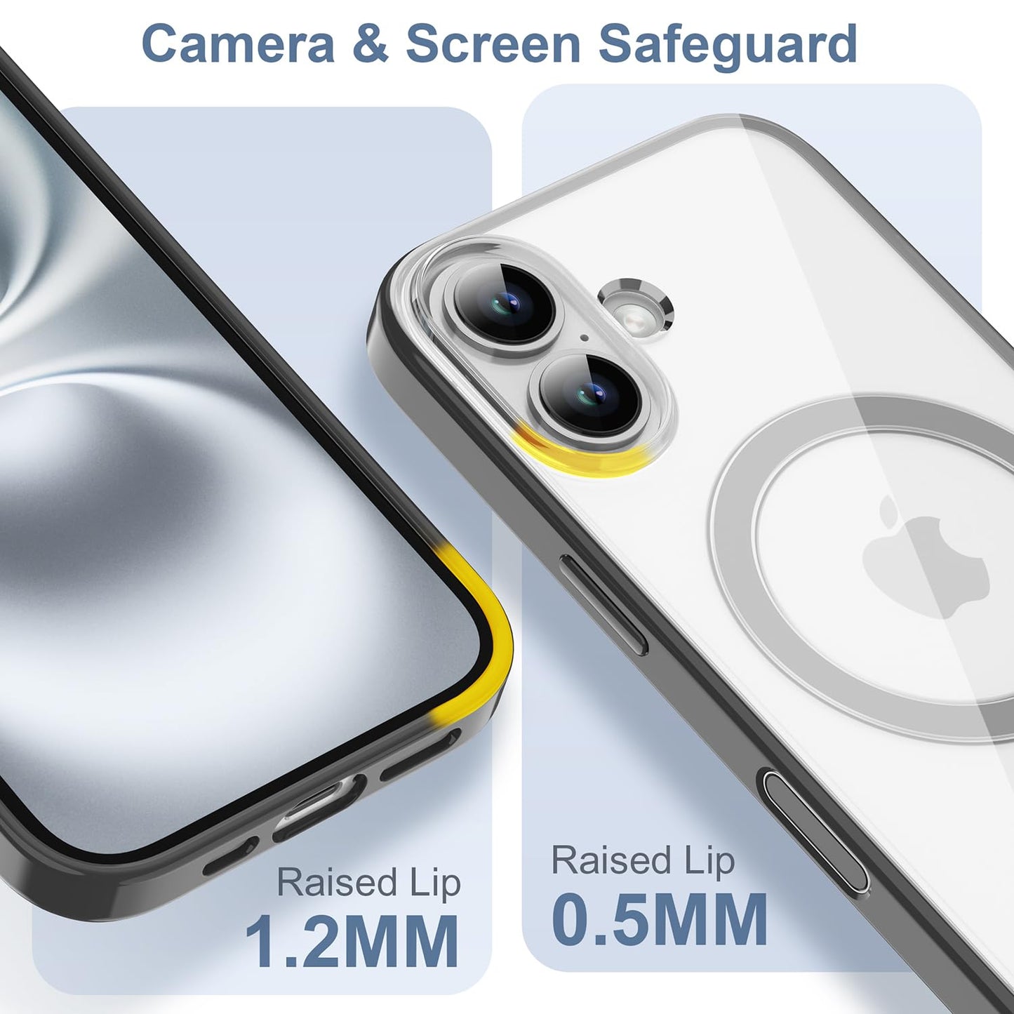 PULOKA for iPhone Case Compatible with Magsafe, Color Bumper & Clear TPU Back Hybrid Shockproof Cover (White, iPhone 16 Pro Max) WN420