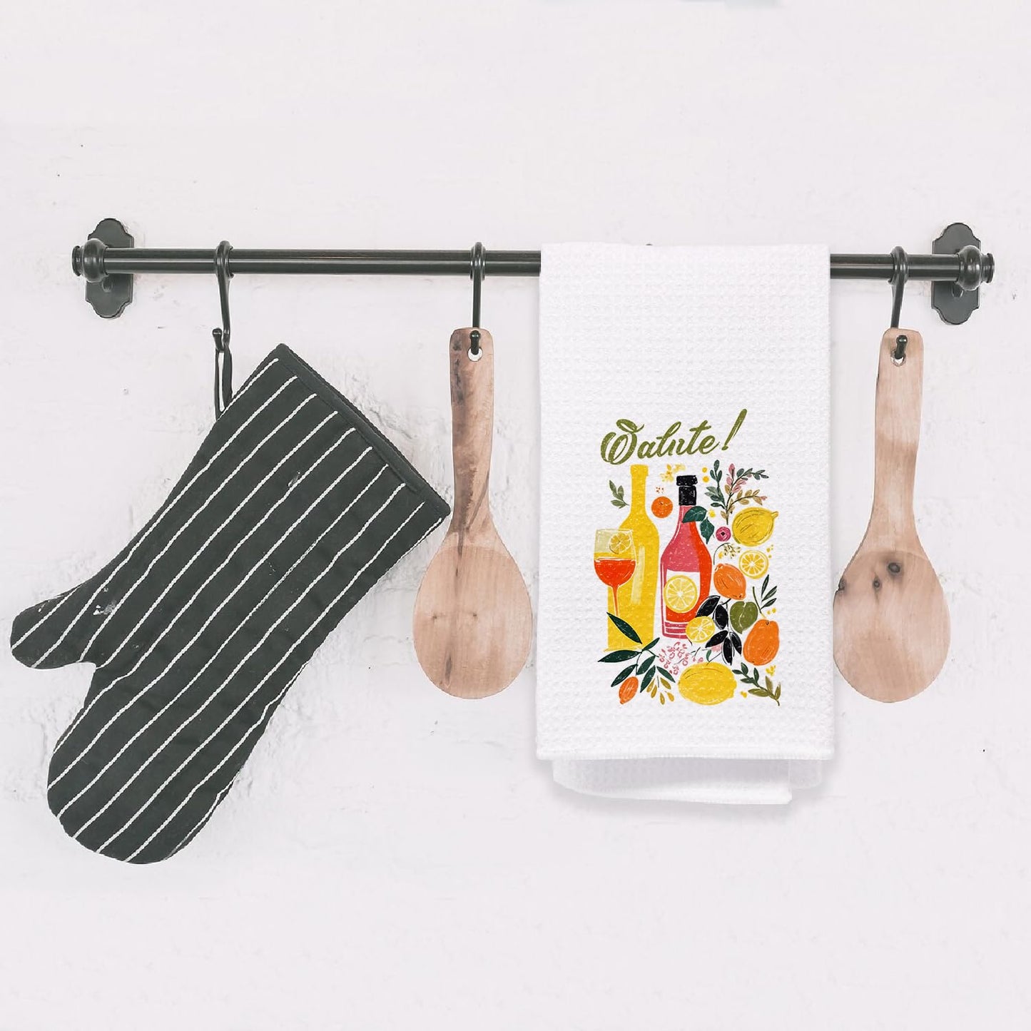 Bon Appetite Modern Kitchen Towels, Farmhouse French Dish Tea Towels for Kitchen, Gifts for Cooking Lovers Decorative Hand Towels, 16x24 Inch WN420