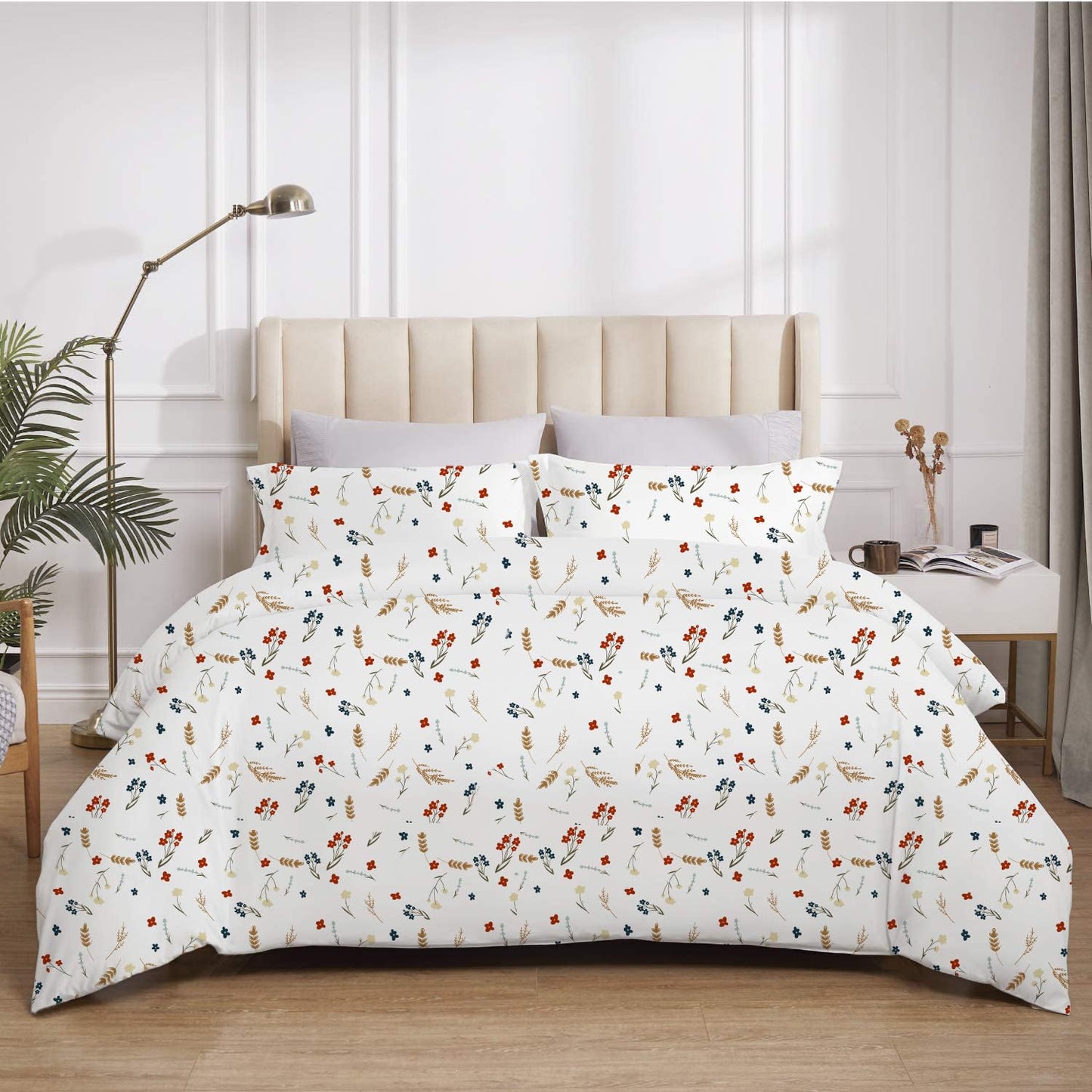 100% Cotton Oversized King plus 3 Piece Duvet Cover set 128x120 inch Breathable Luxury Soft & Cozy | Durable and Fade Resistant | Double Hem-Stitched Sateen Weave (Oversized King plus, White) BST220